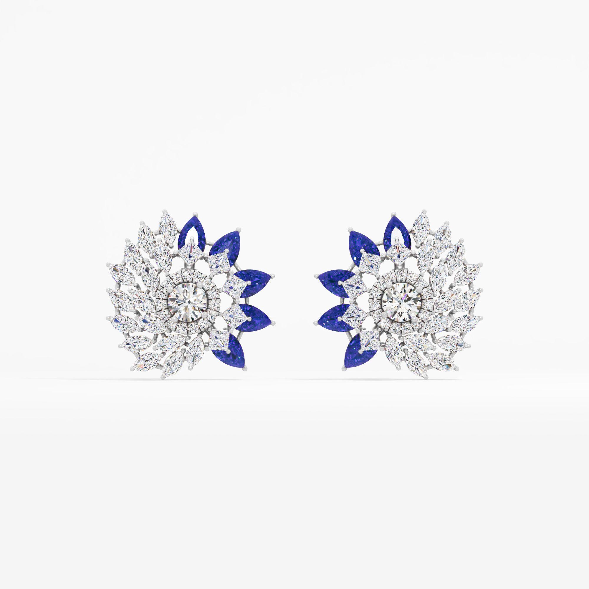 Spiral Sapphire Stud Earrings