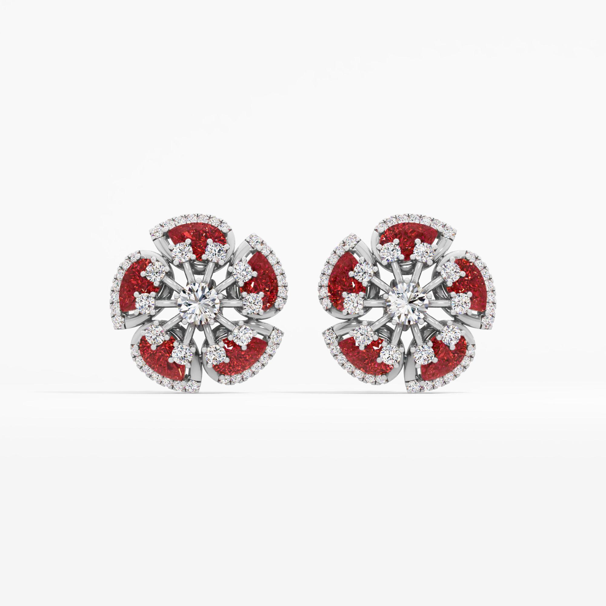 Starburst Ruby Stud Earrings