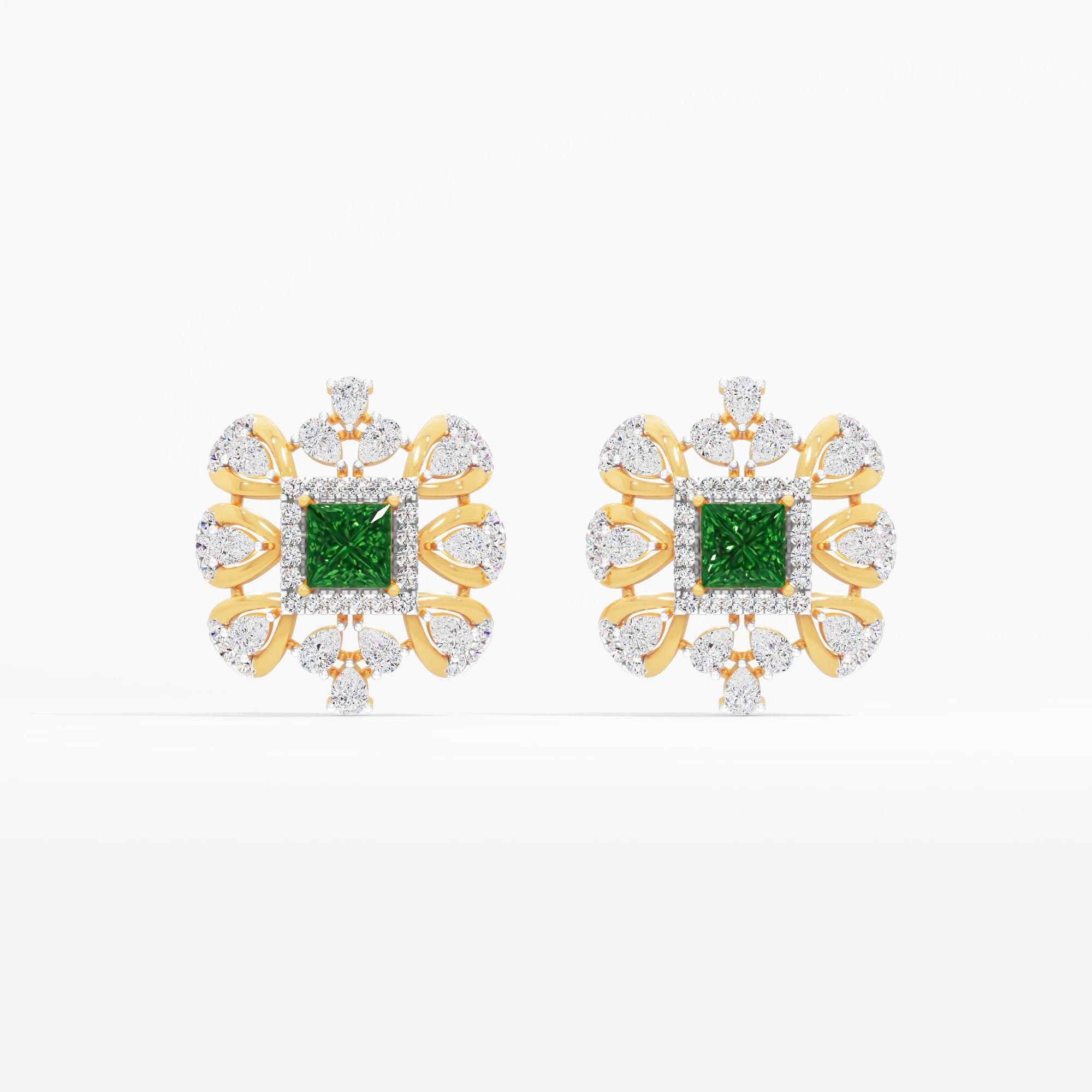 Princess Emerald Stud Earrings
