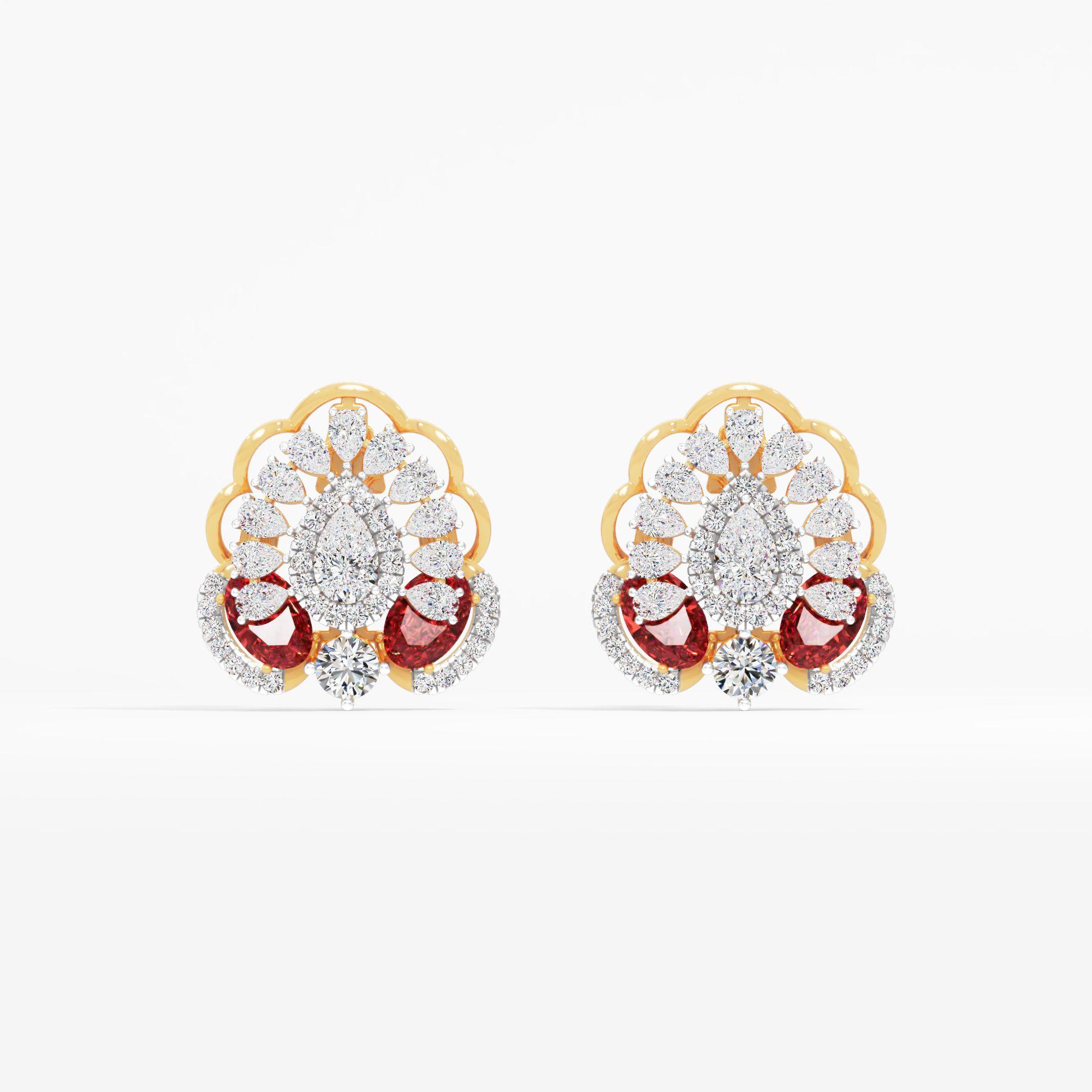 Crest Ruby Stud Earrings