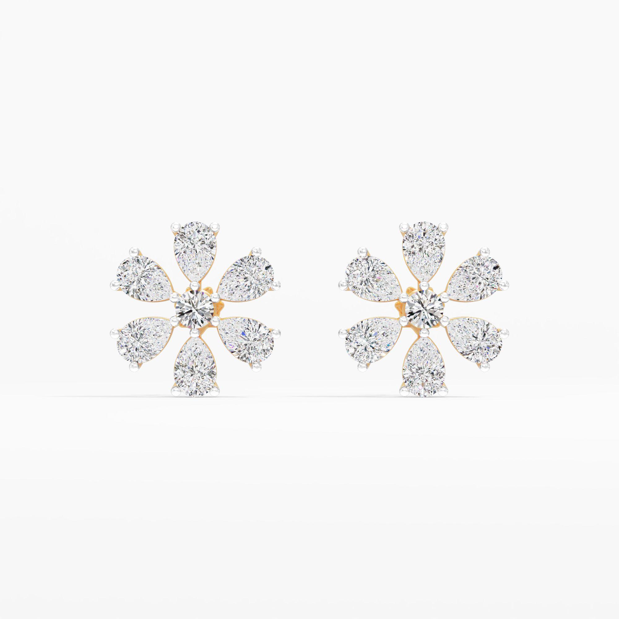 Pear Petal Solitaire Stud Earrings