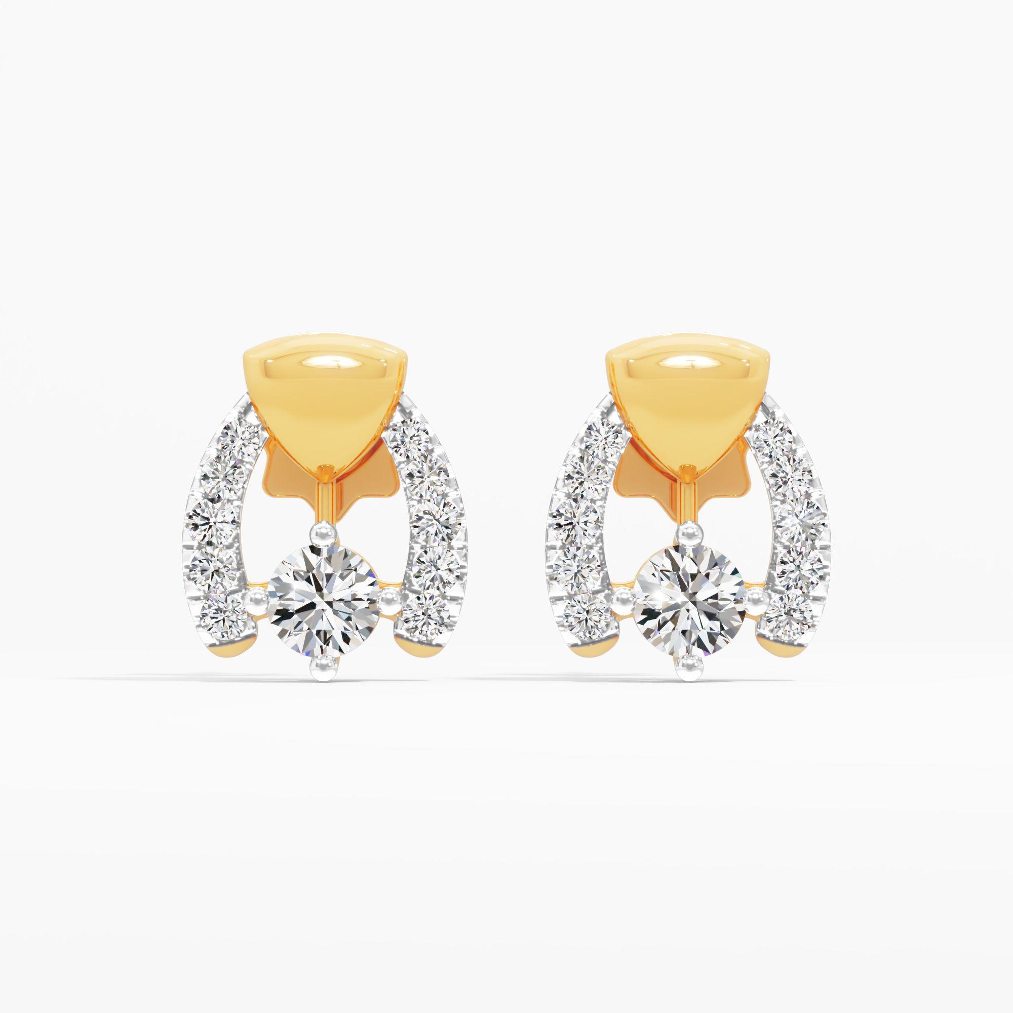 Stirrup Solitaire Stud Earrings