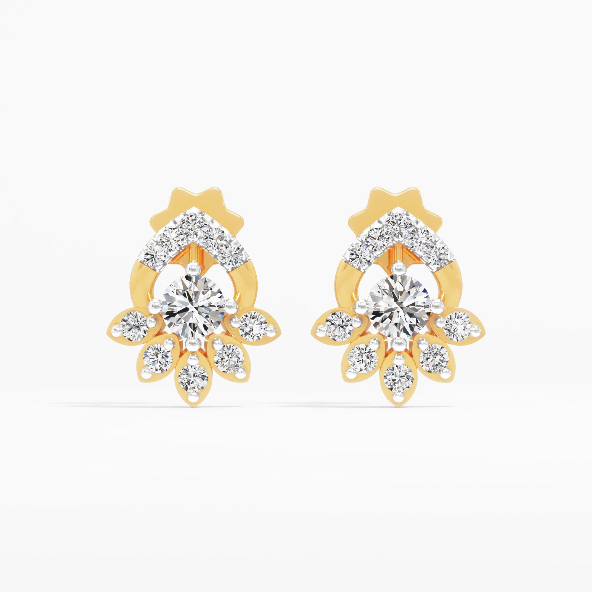 Peacock Flair Solitaire Stud Earrings