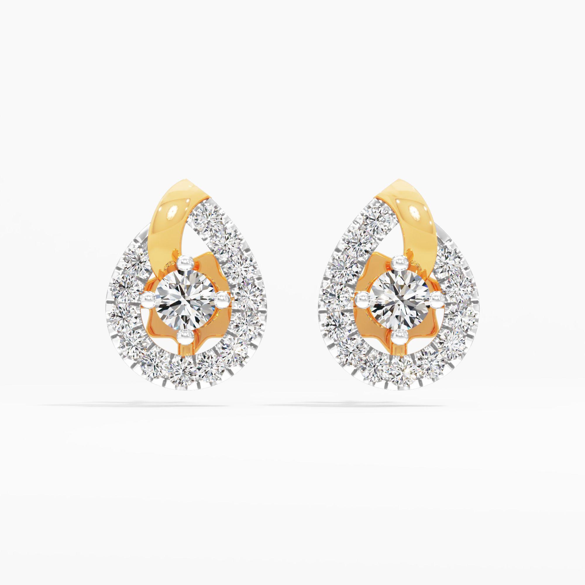 Dewdrop Bloom Solitaire Stud Earrings