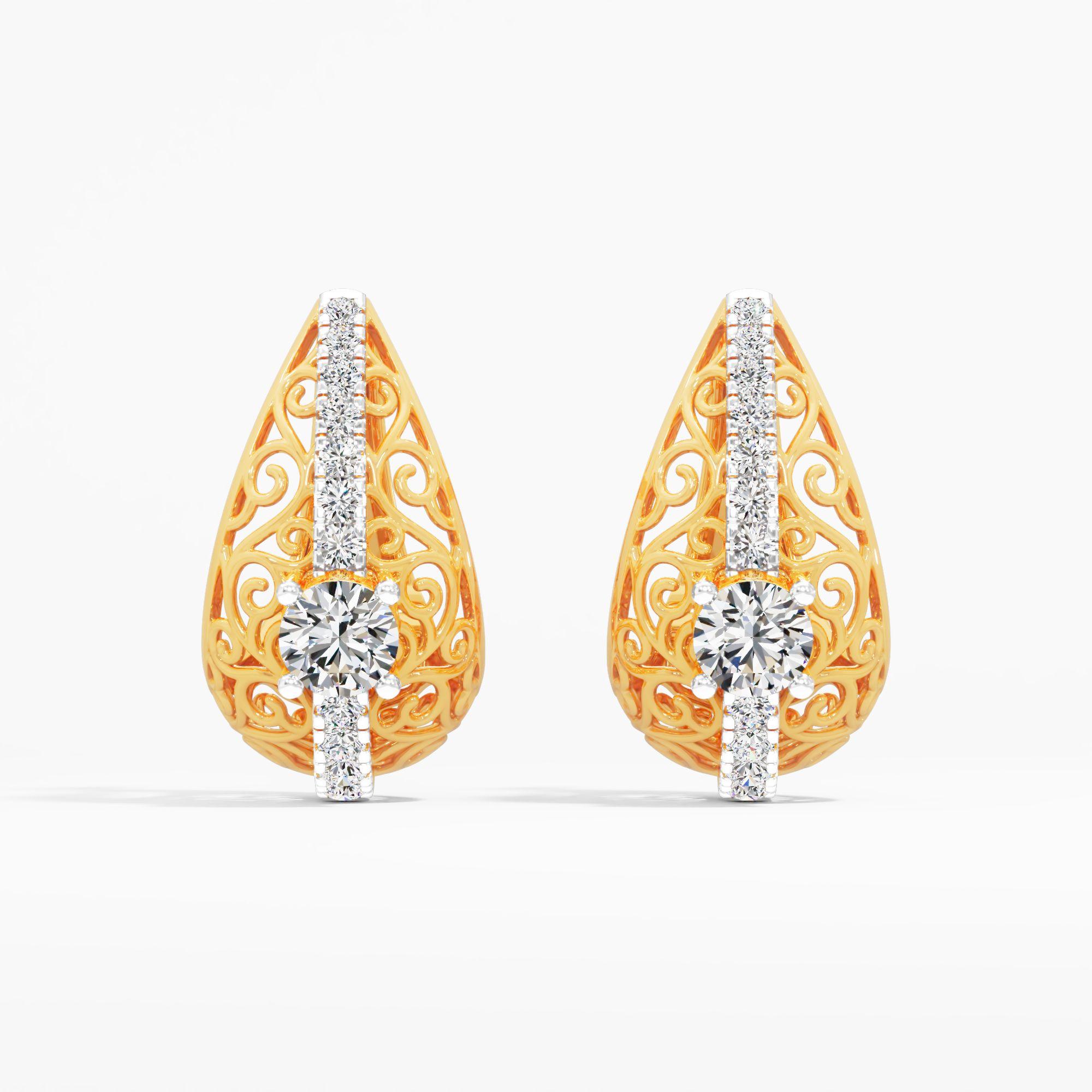 Lace Filigree Solitaire Hoop Earrings