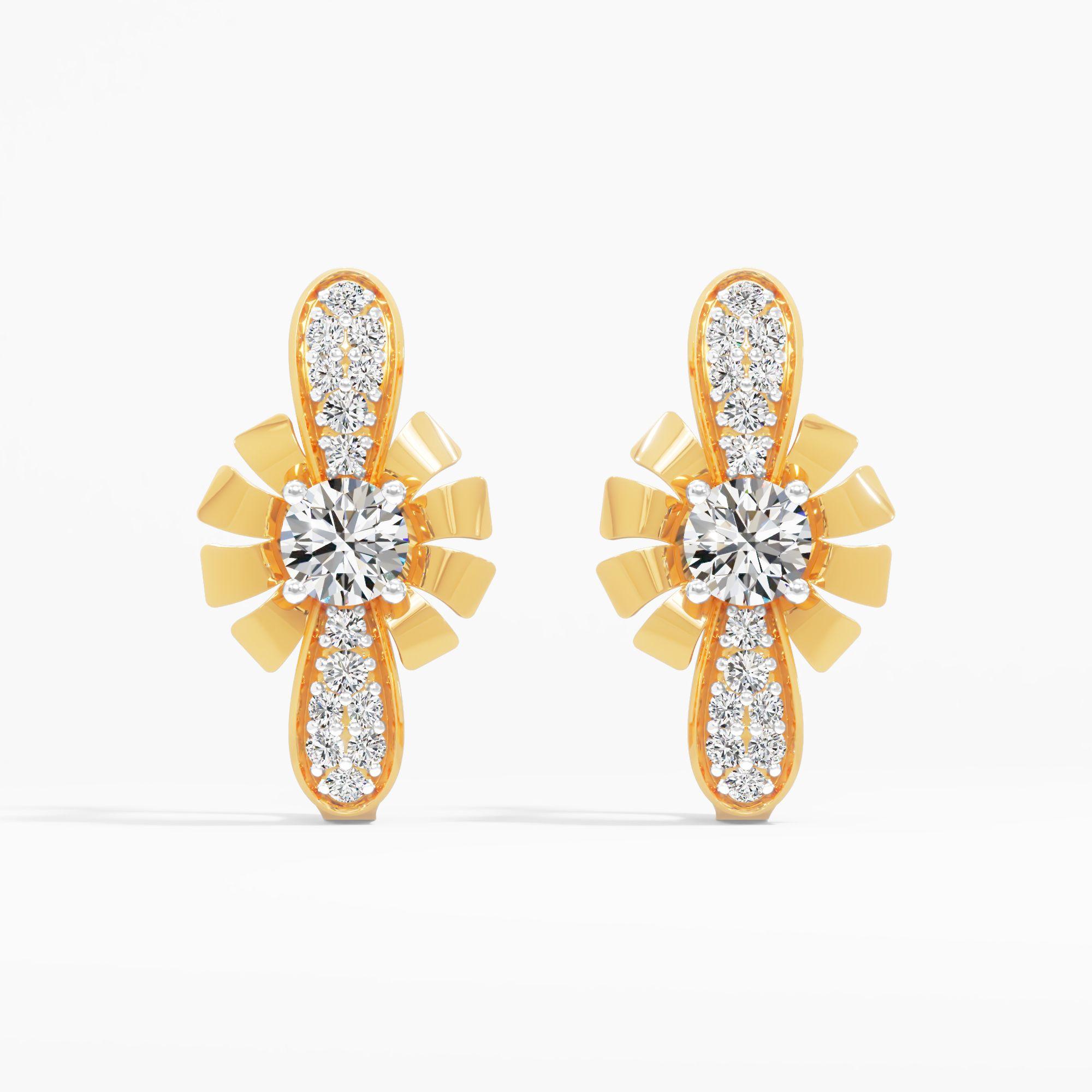 Floral Propeller Solitaire Stud Earrings