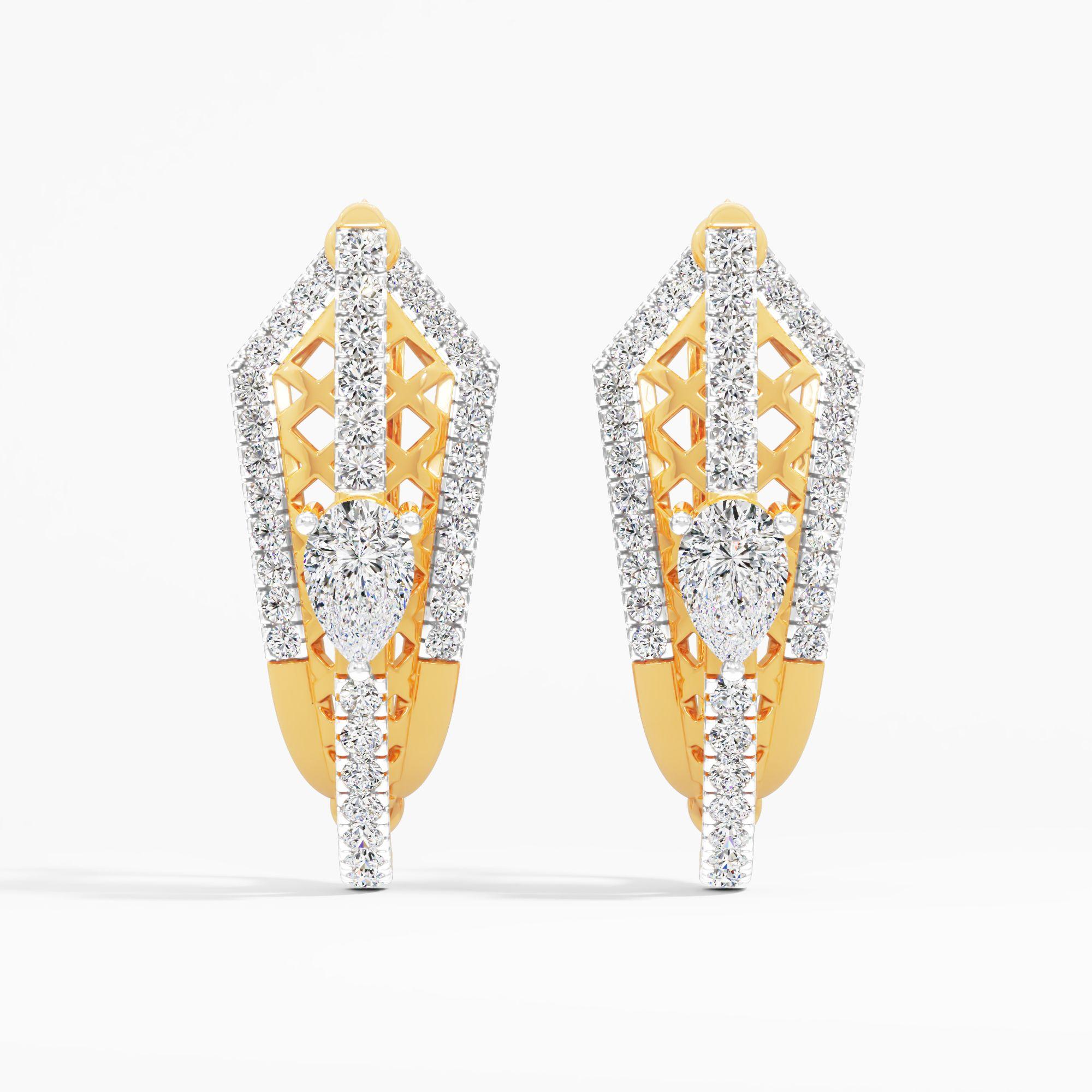 Shield Pear Huggie Earrings