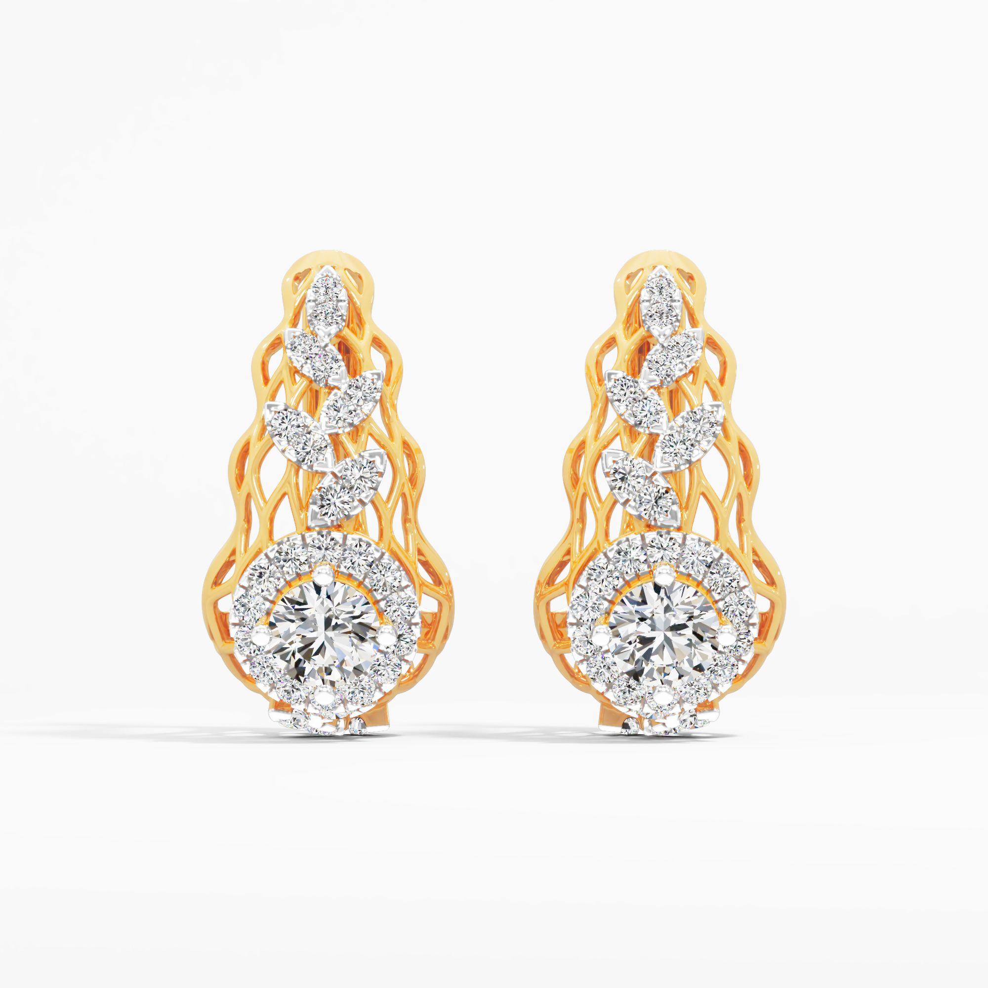 Art Nouveau Halo Huggie Earrings