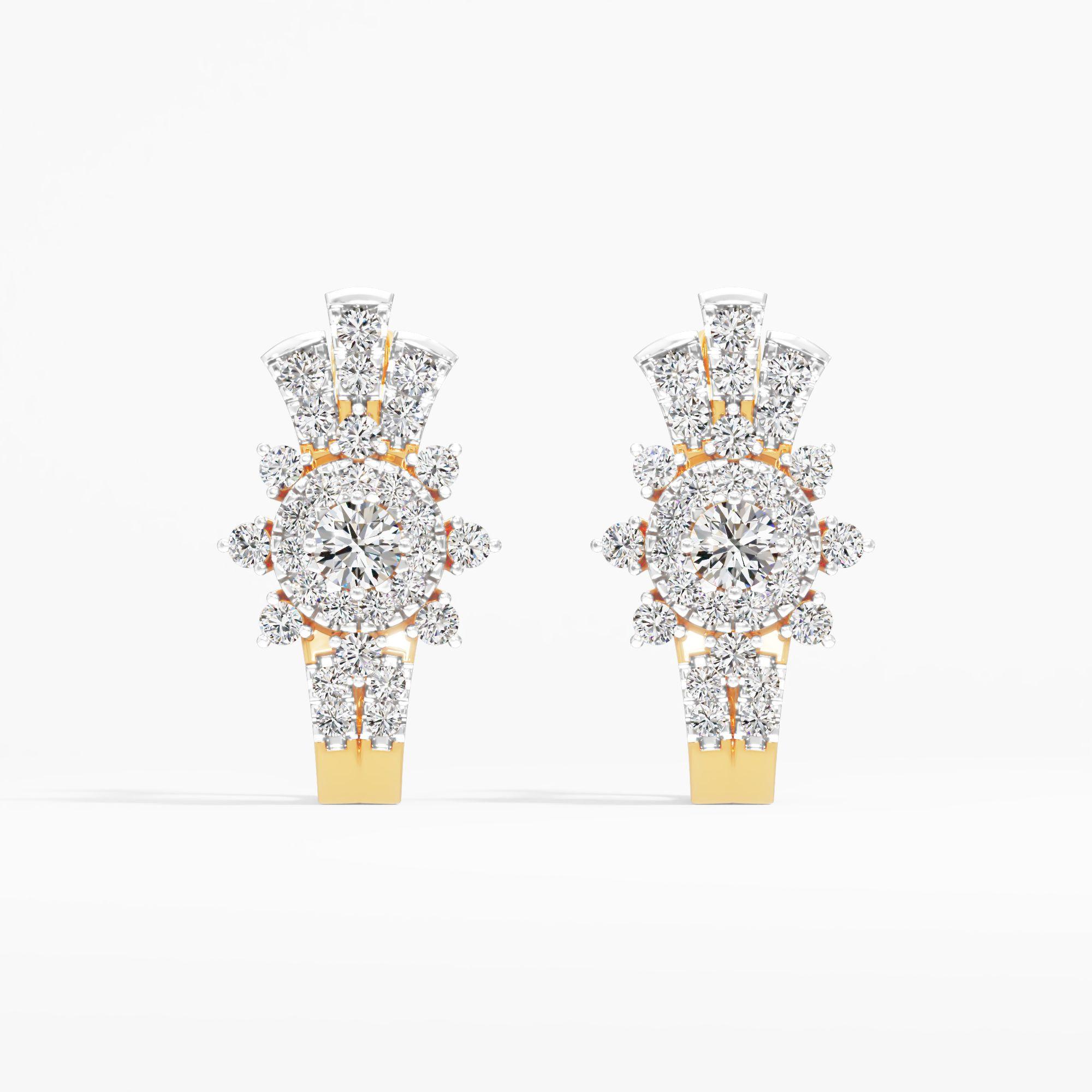 Art Deco Crown Huggie Earrings