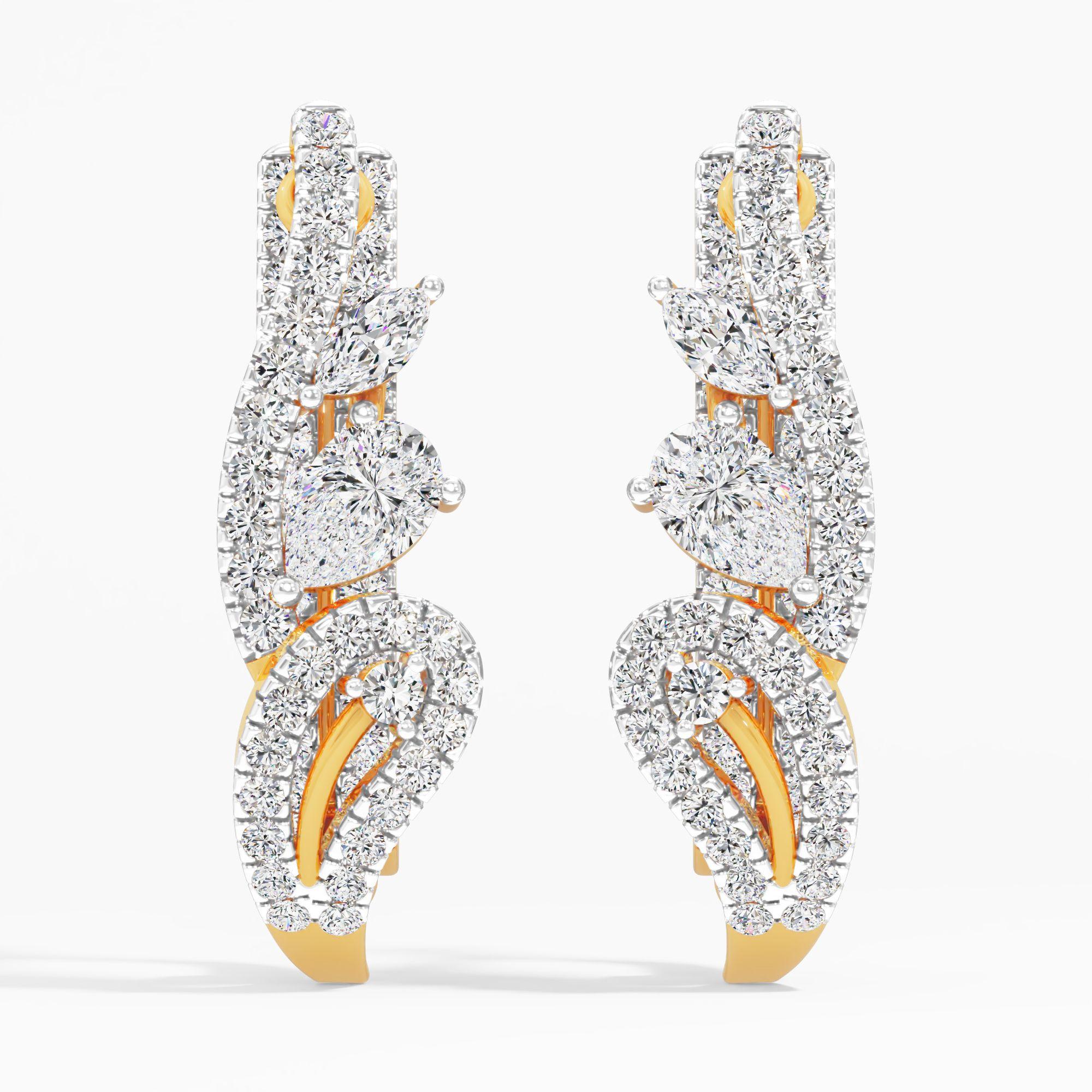Marquise Mosaic Huggie Hoop Earrings