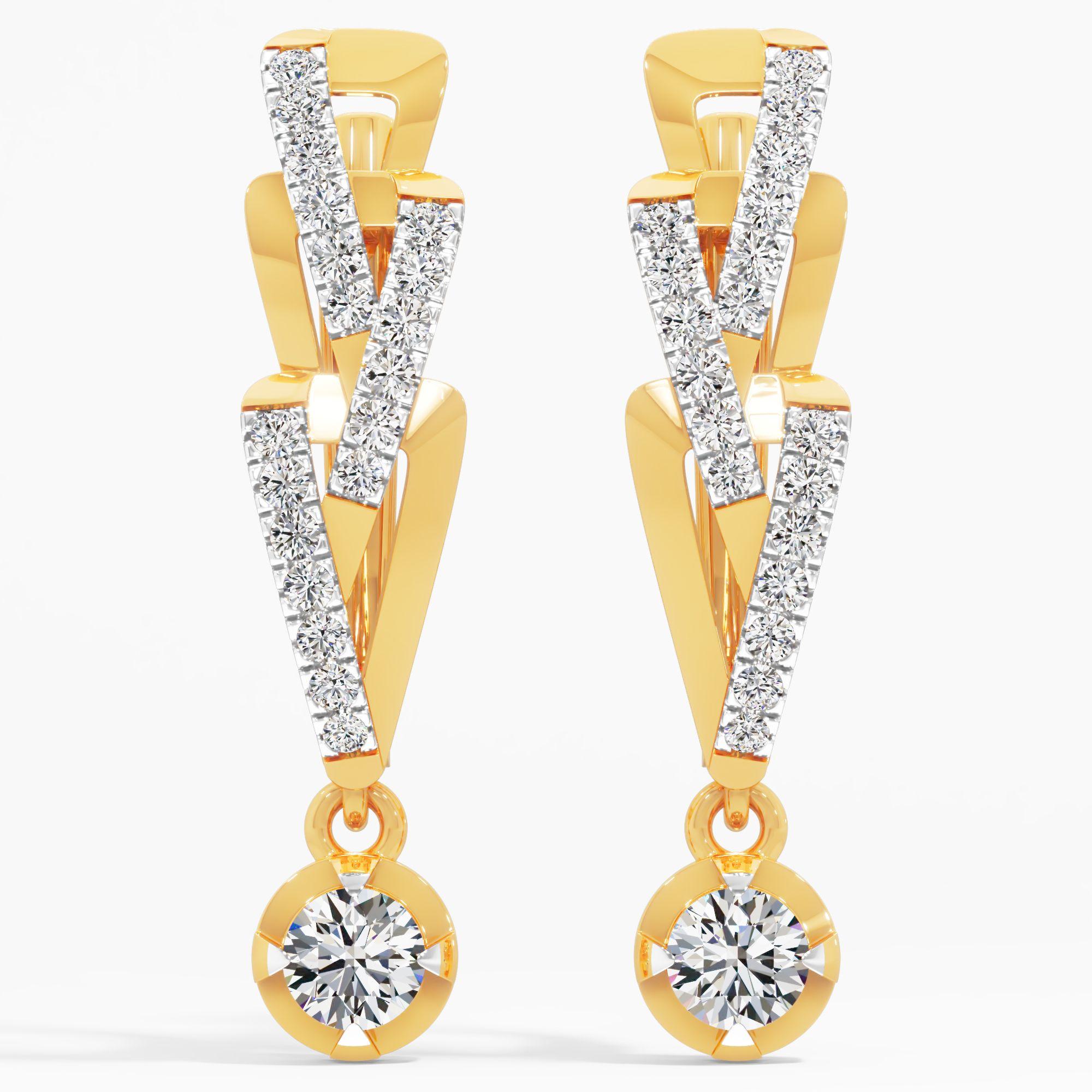 Deco Fountain Solitaire Drop Earrings