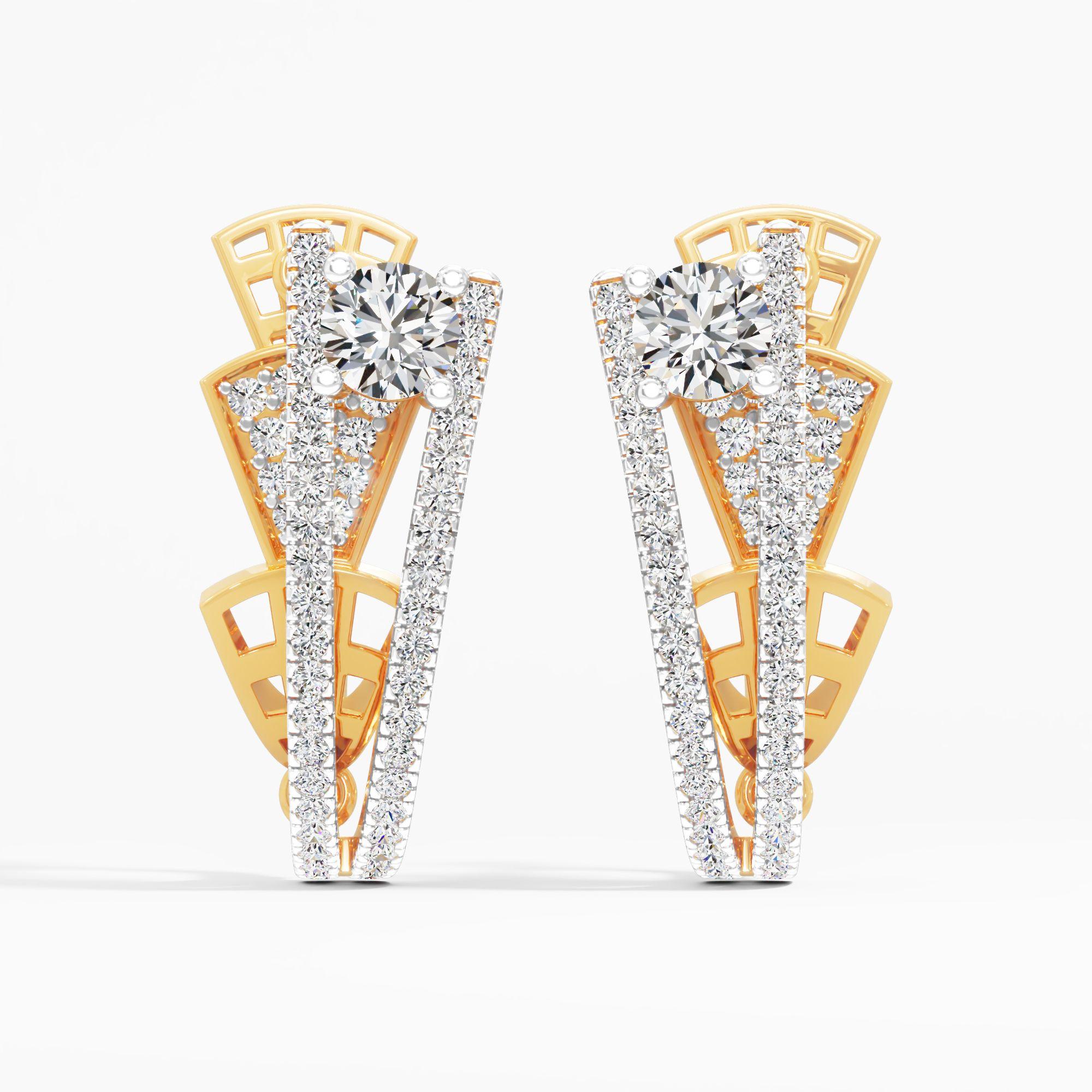 Windmill Solitaire Hoop Earrings