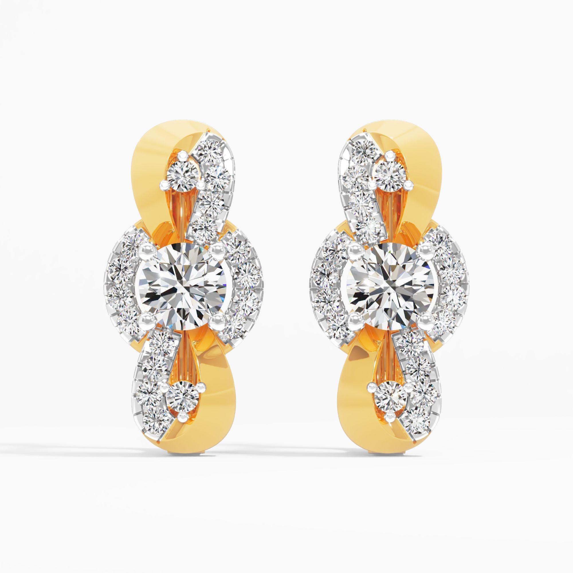 Crossover Solitaire Huggie Hoop Earrings