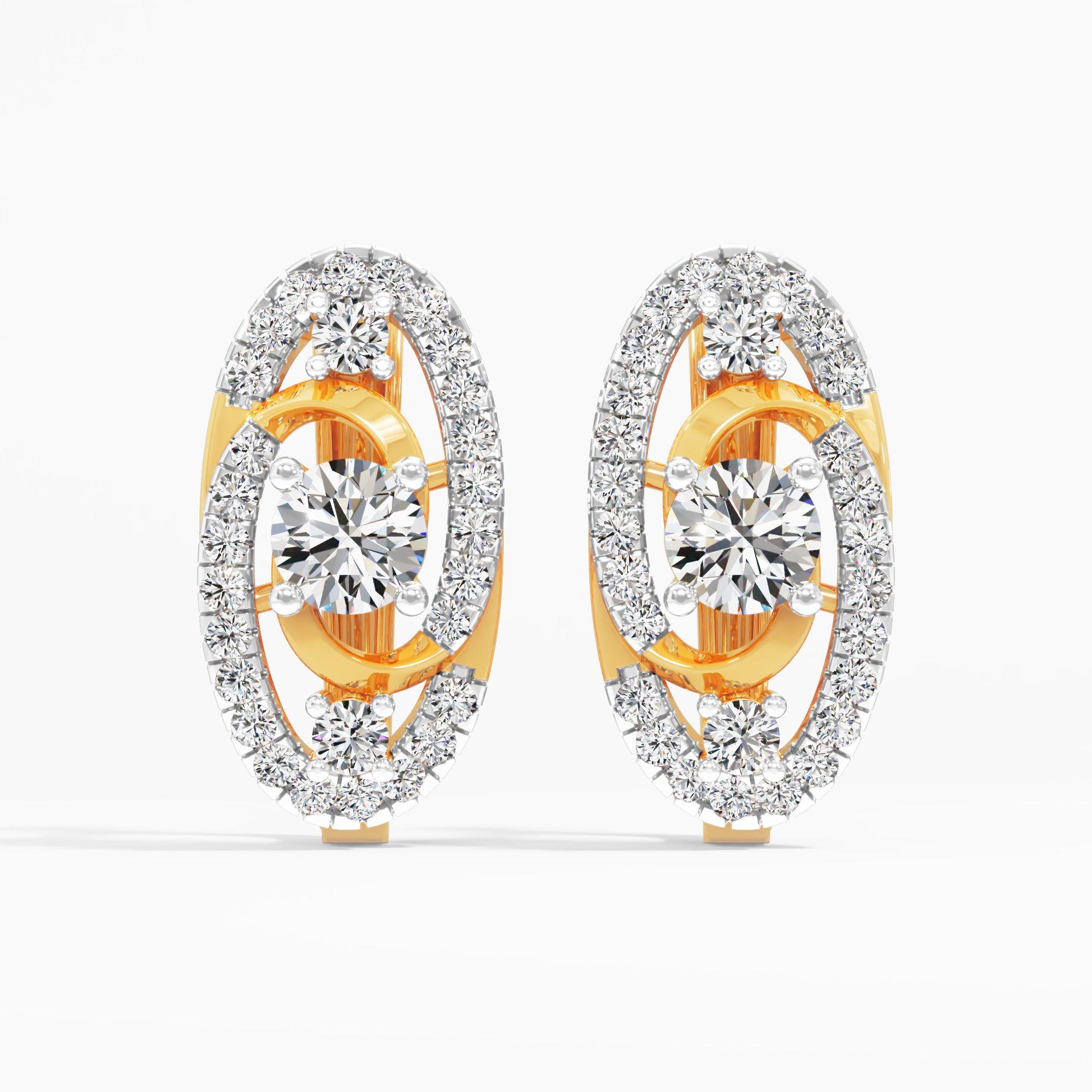 Orbital Solitaire Huggie Hoop Earrings
