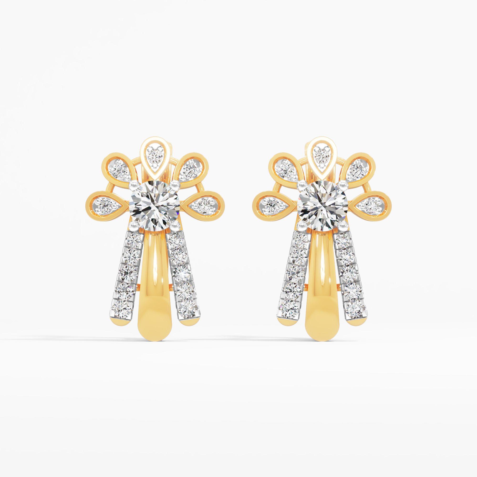 Floral Solitaire Drop Dangler Earrings