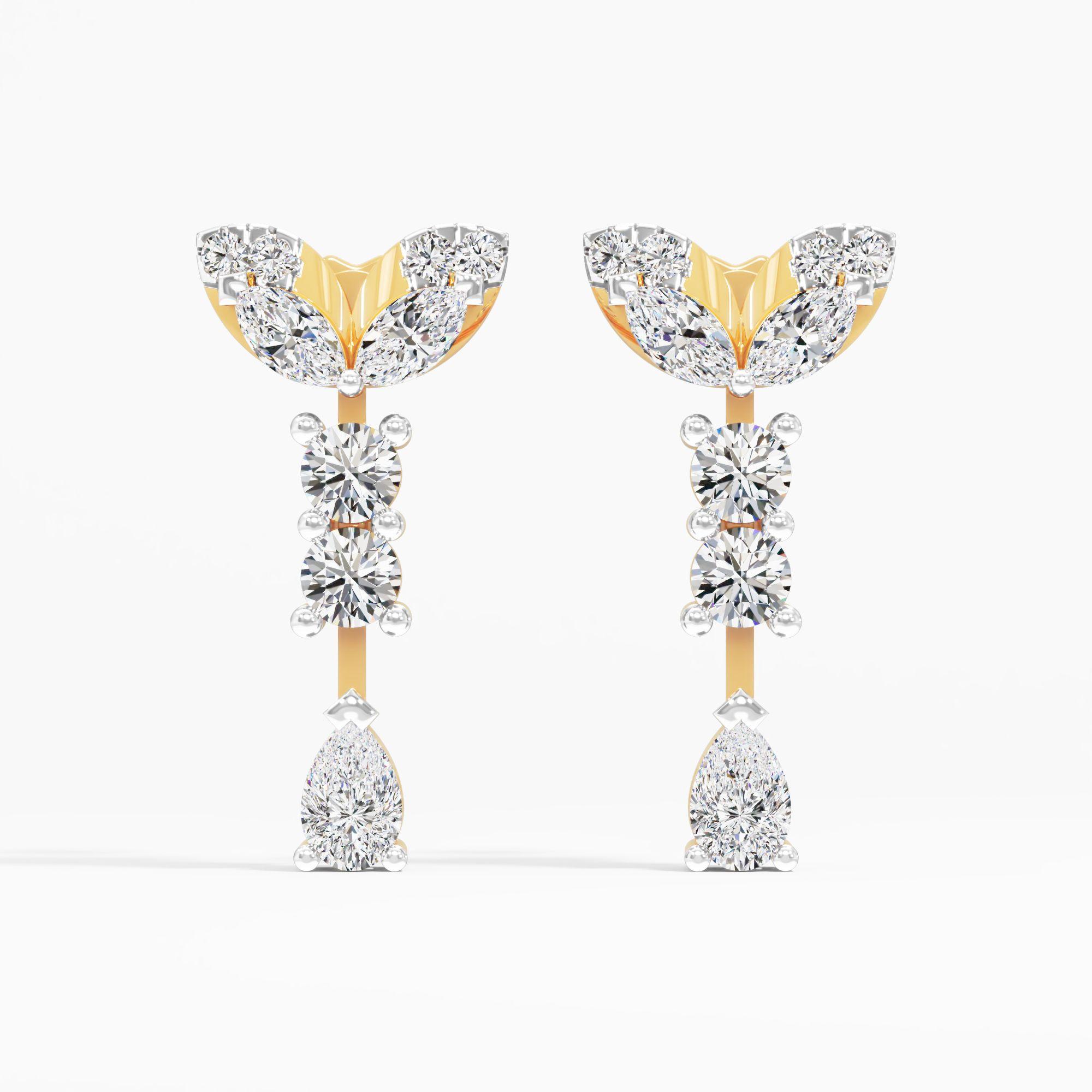 Contemporary Drop Stud Earrings