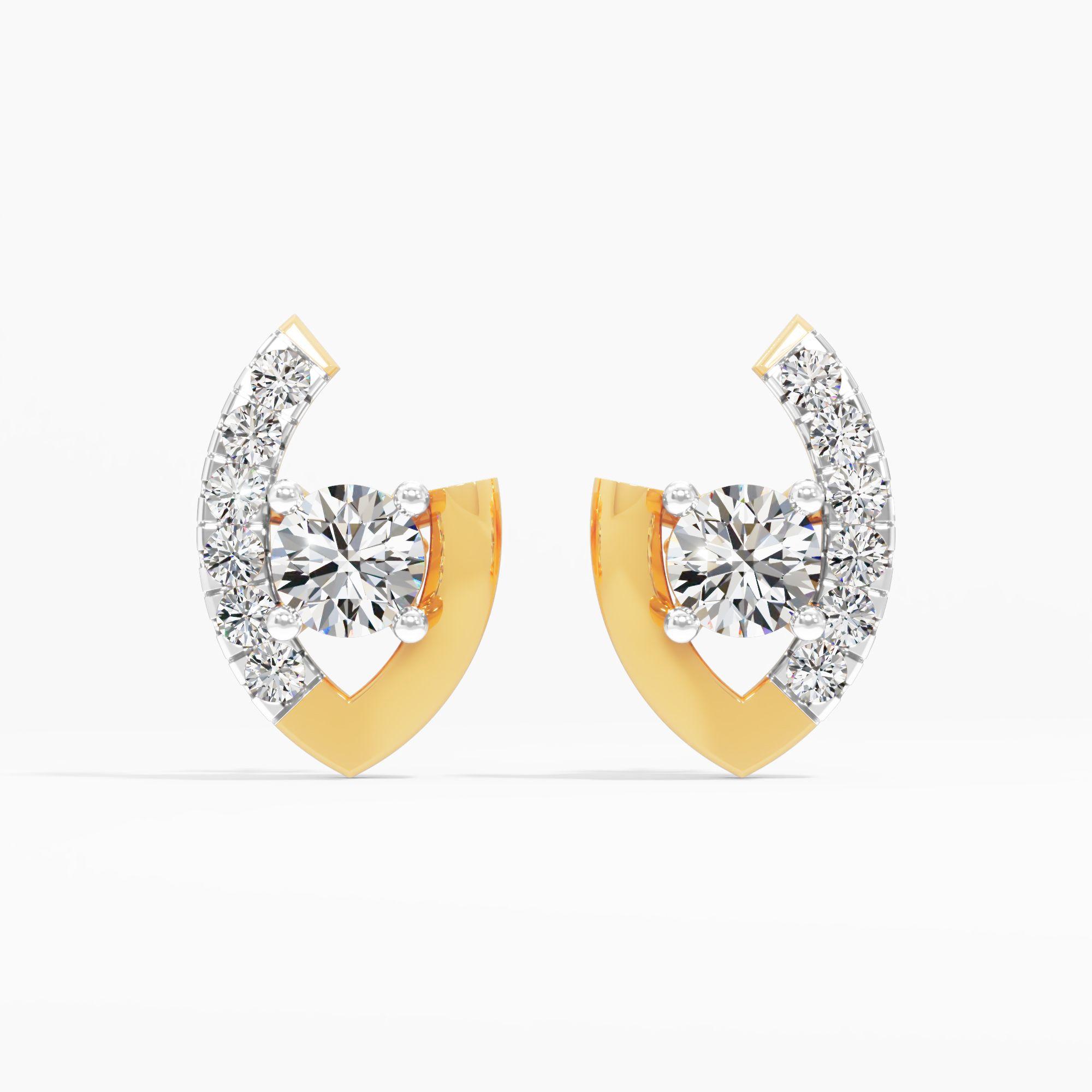Crescent Solitaire Stud Earrings