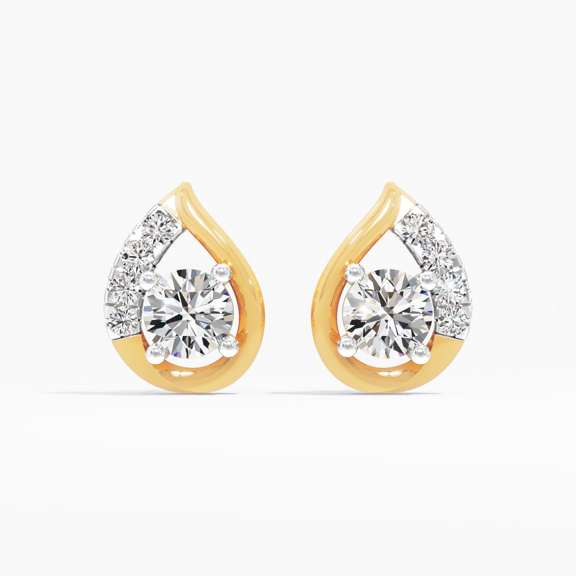 Open Teardrop Solitaire Stud Earrings