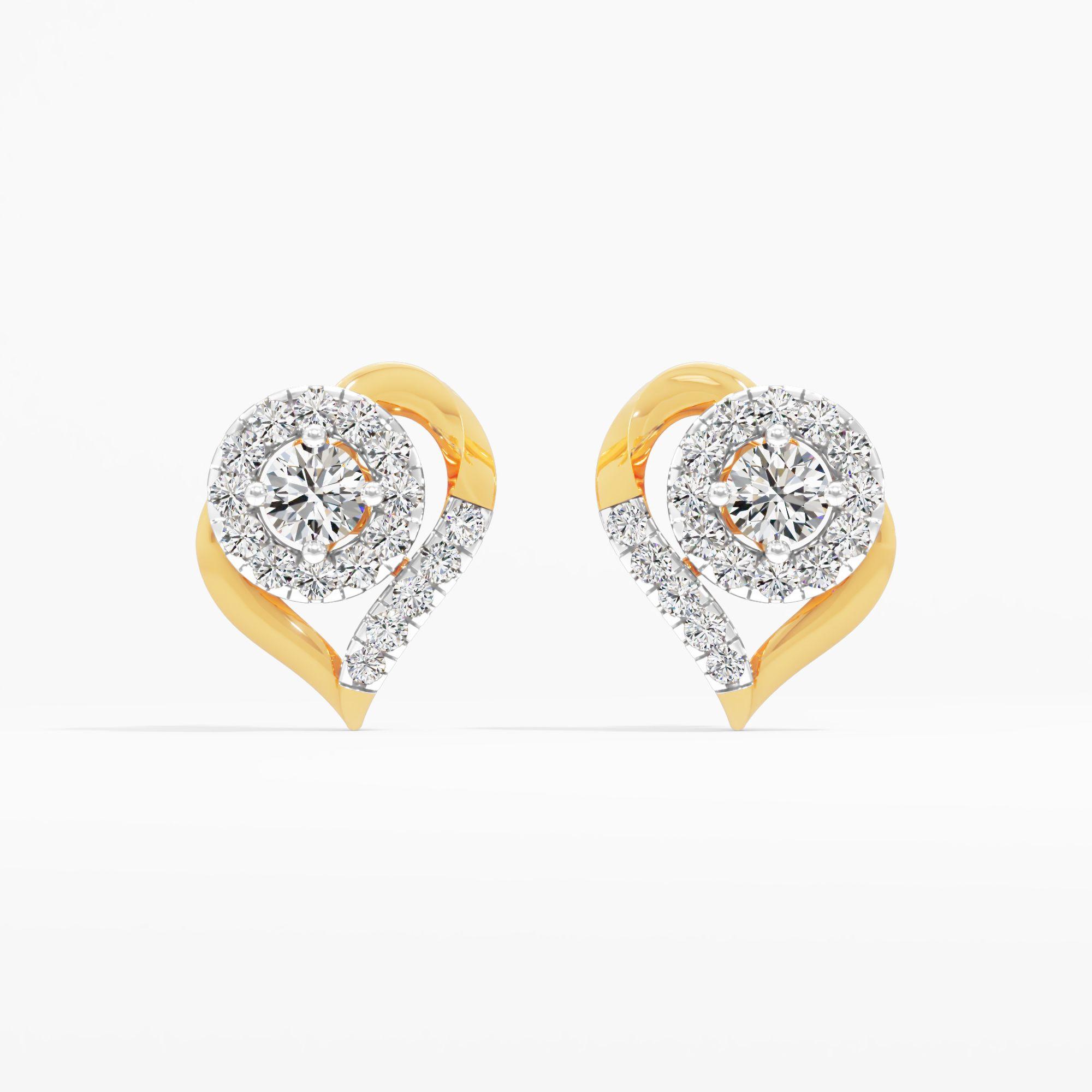 Swirl Heart Halo Stud Earrings