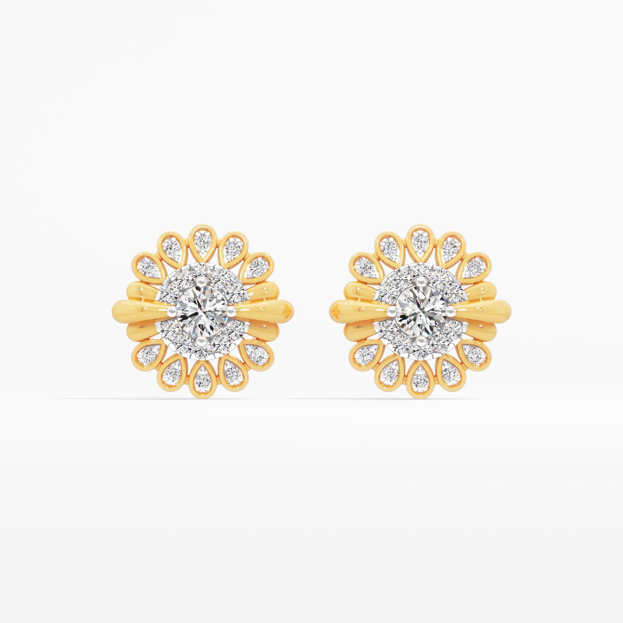 Sun Ray Solitaire Stud Earrings