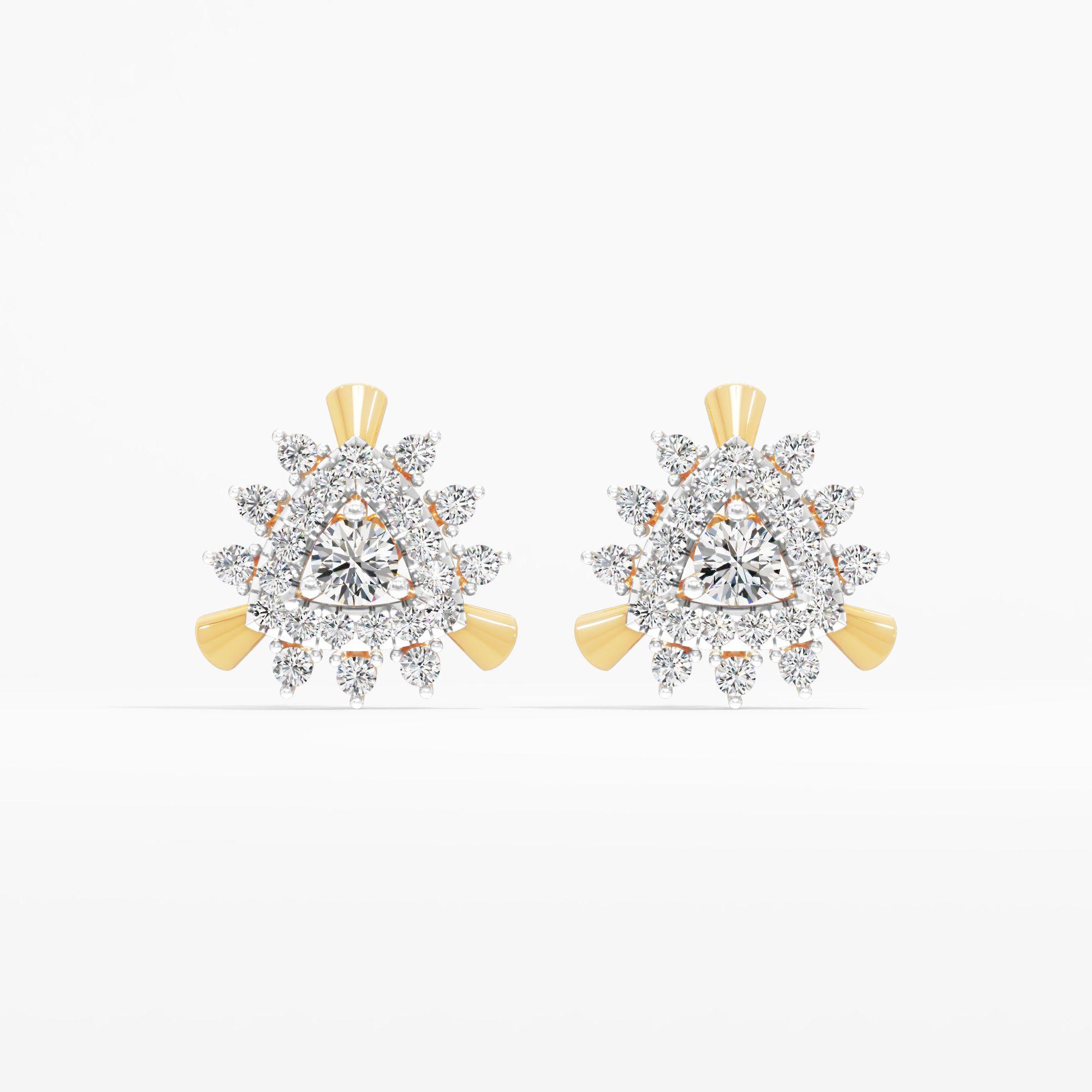 Trilliant Halo Solitaire Stud Earrings