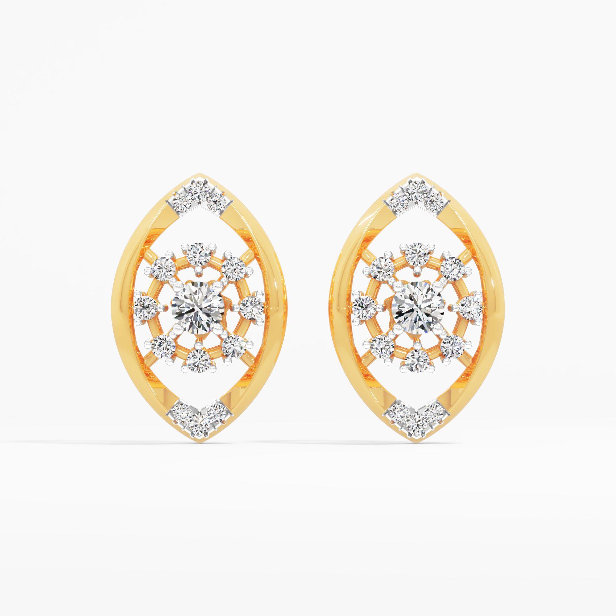 Navette Frame Solitaire Stud Earrings