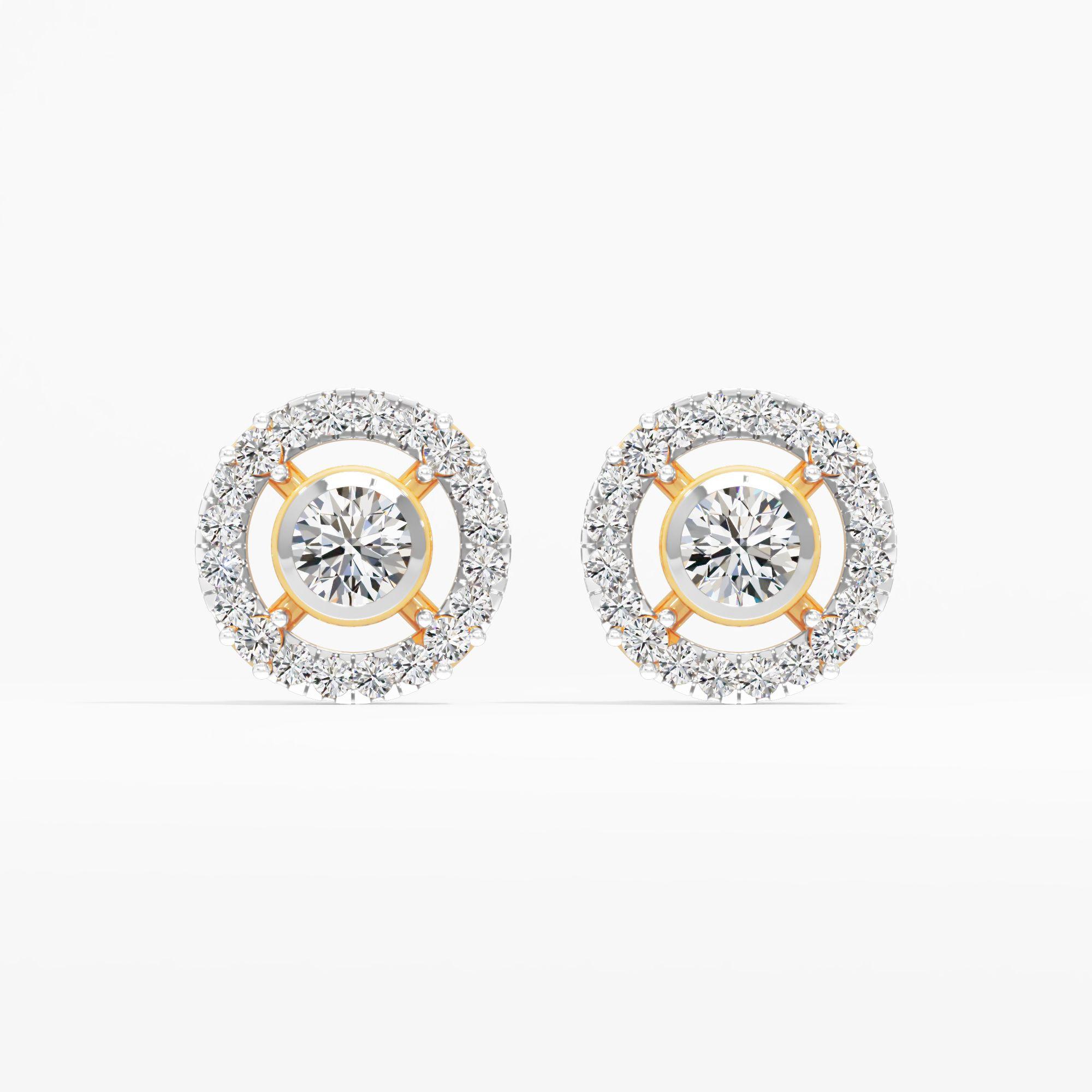 Floating Solitaire Halo Stud Earrings