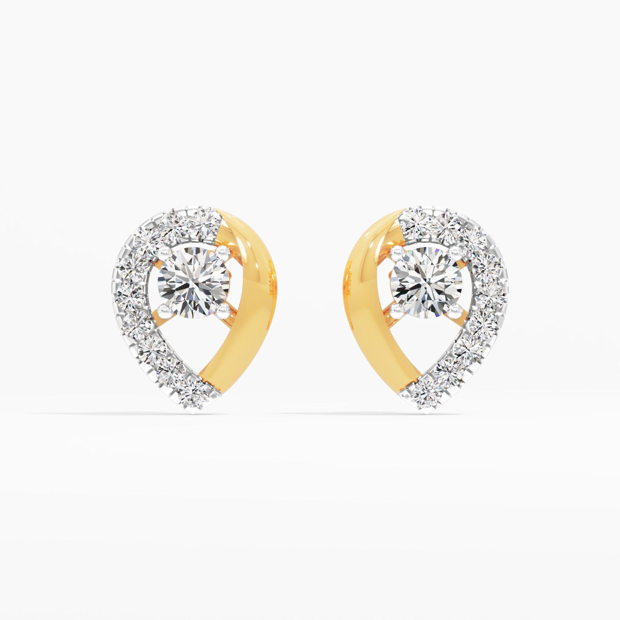 Swoop Halo Solitaire Stud Earrings
