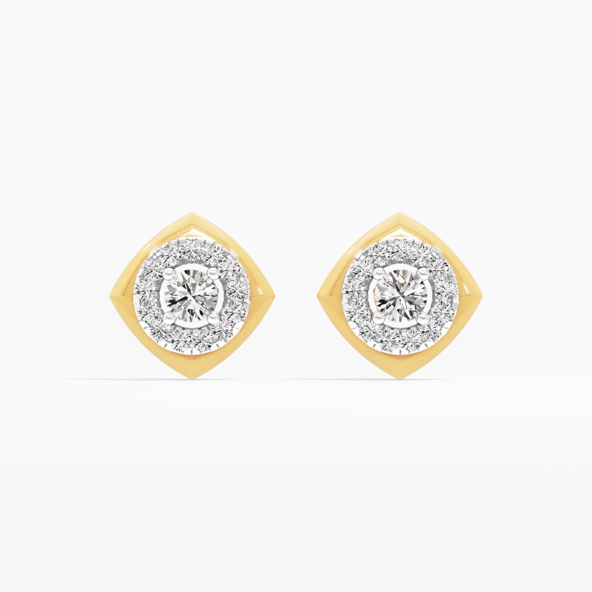Marquise Halo Solitaire Stud Earrings