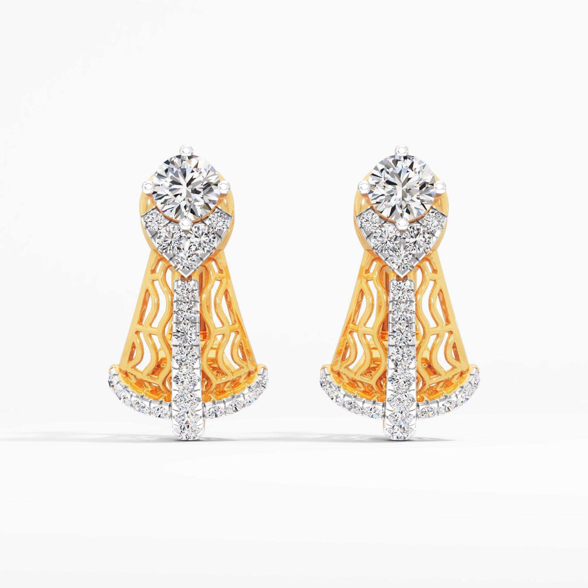 Bell Mesh Solitaire Hoop Earrings