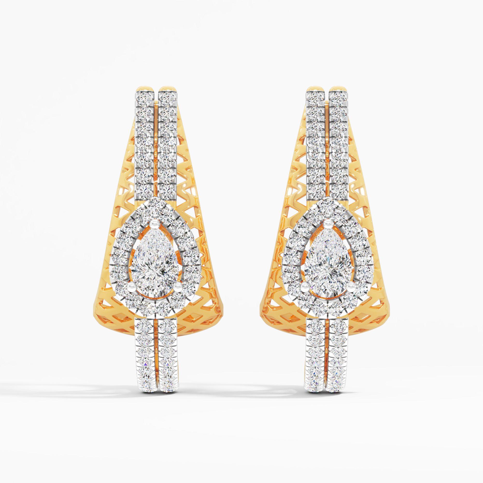 Art Deco Teardrop Hoop Earrings