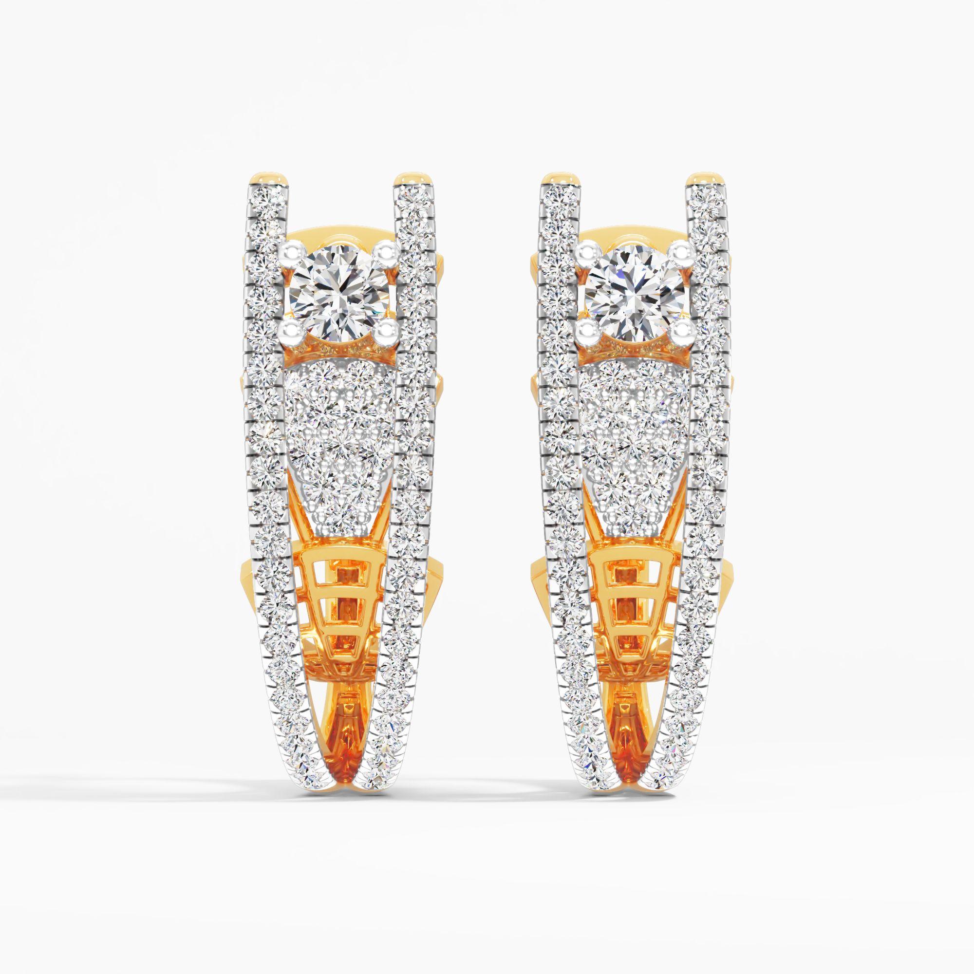 Elevated Crown Solitaire Hoop Earrings