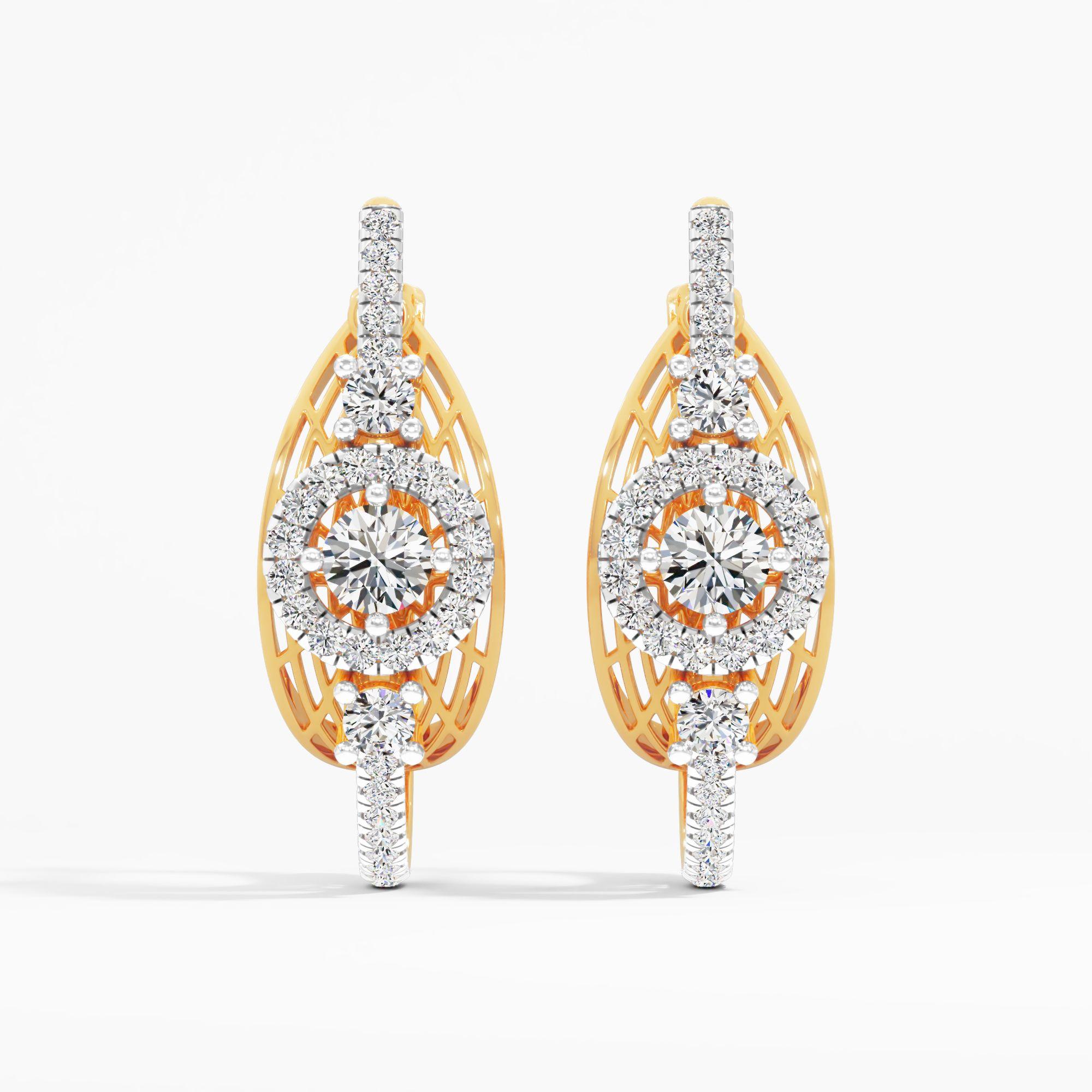 Filigree Halo Solitaire Hoop Earrings
