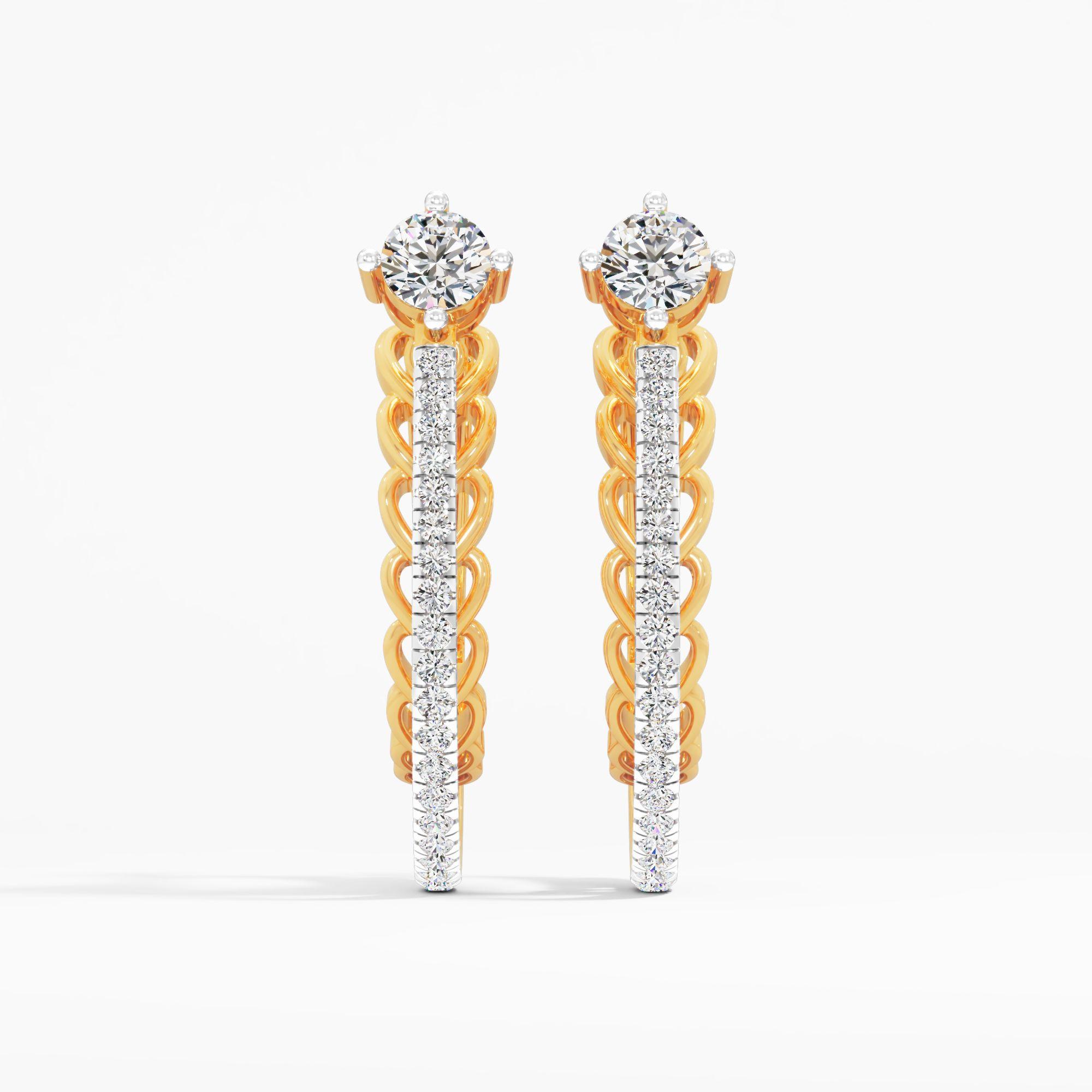 Heart Lattice Solitaire Hoop Earrings