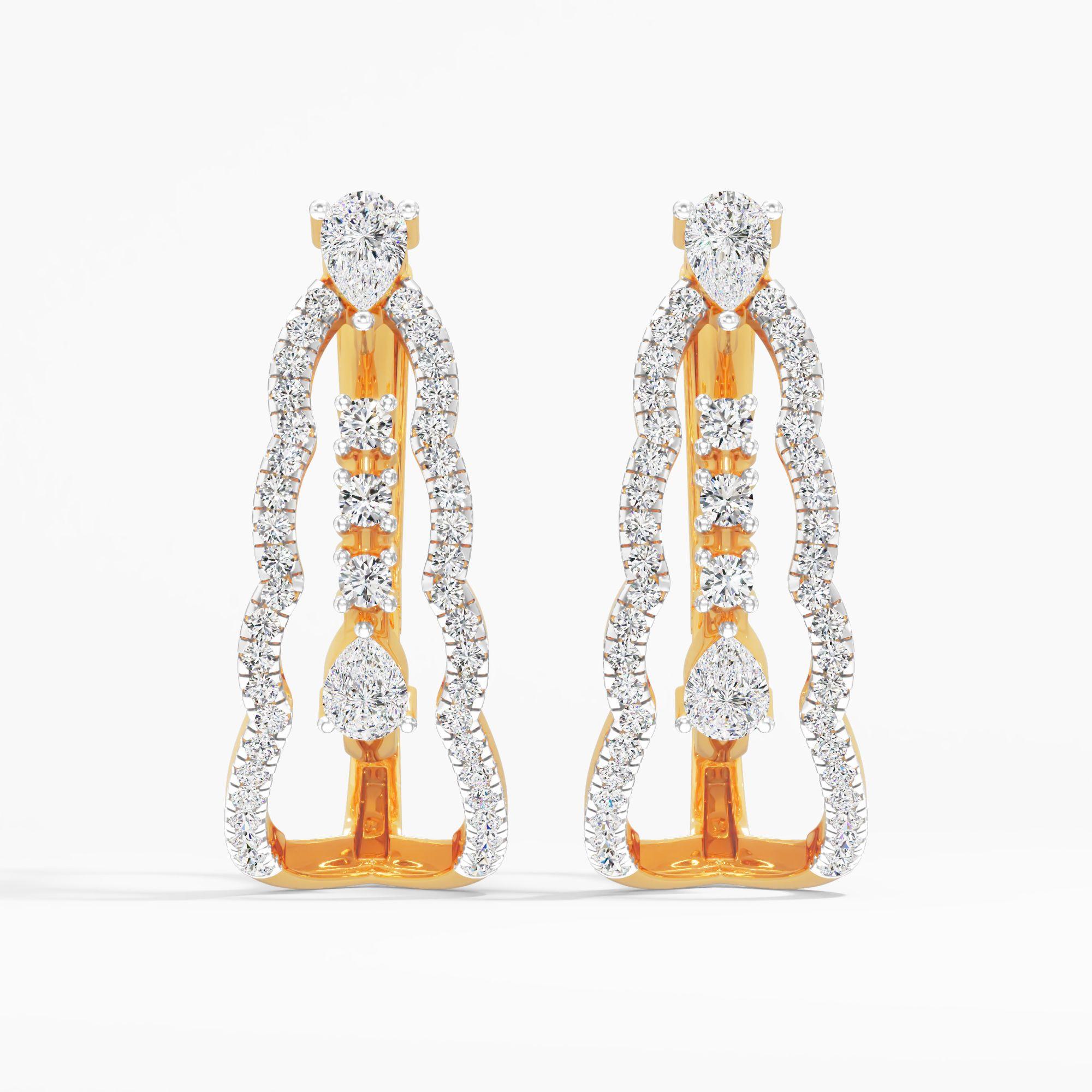 Curved Double Marquise Hoop Earrings