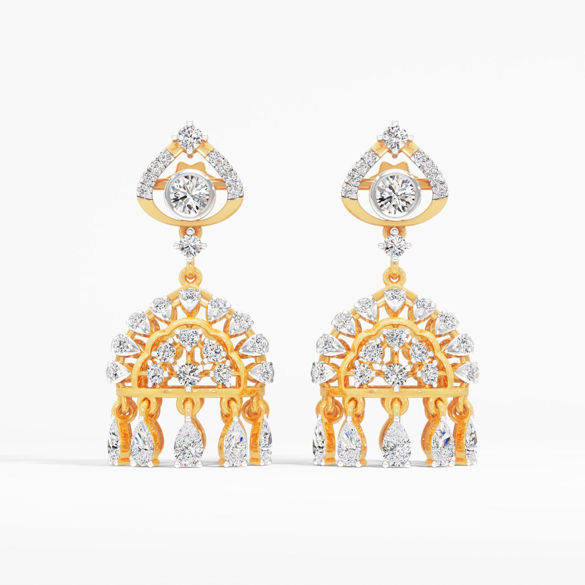 Chandelier Jhumka Solitaire Dangle Earrings
