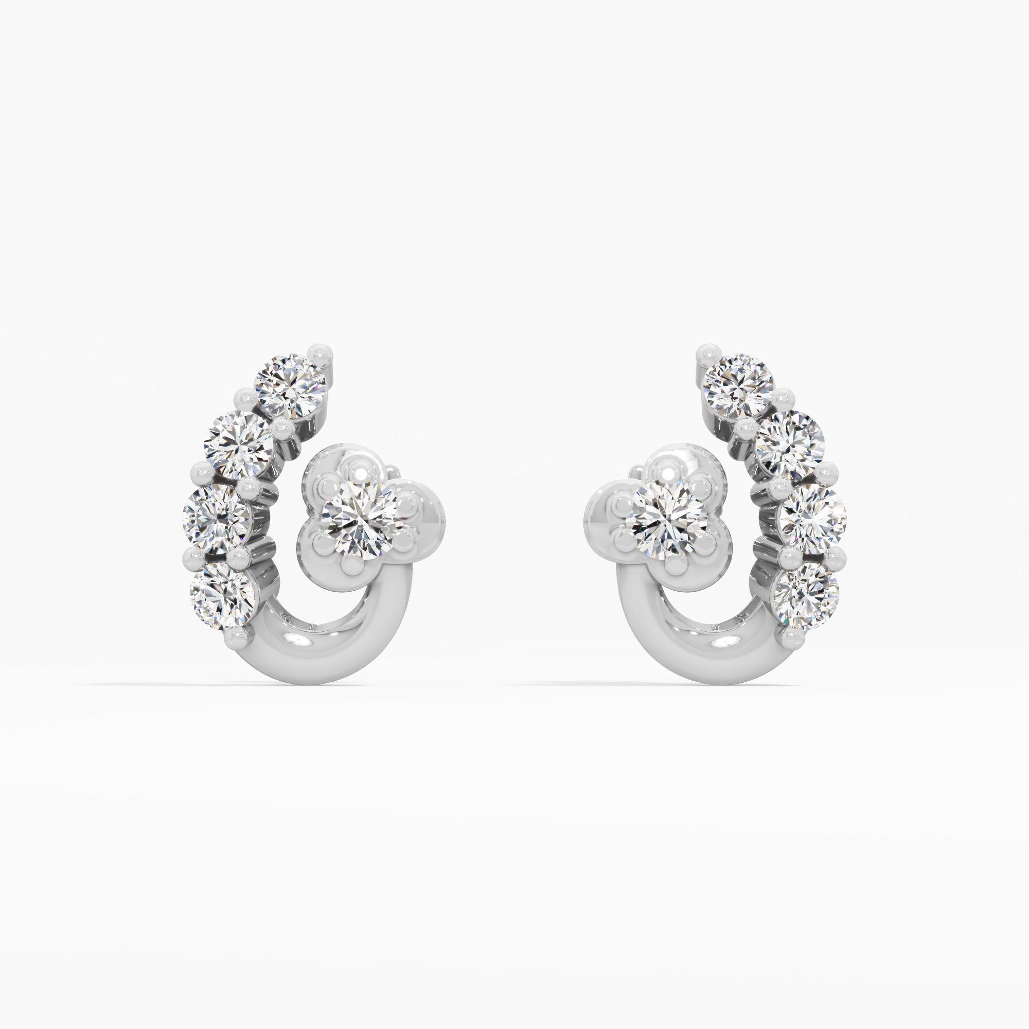 Floral Cluster Arc Stud Earrings