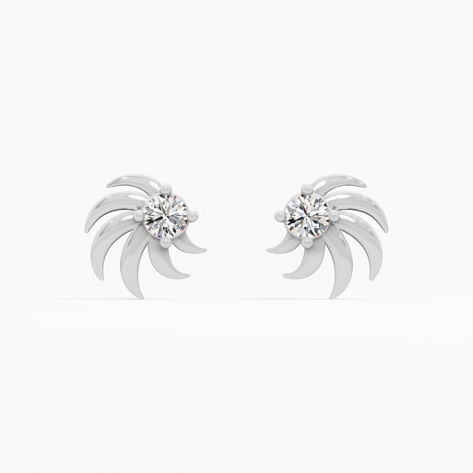 Pinwheel Solitaire Stud Earrings