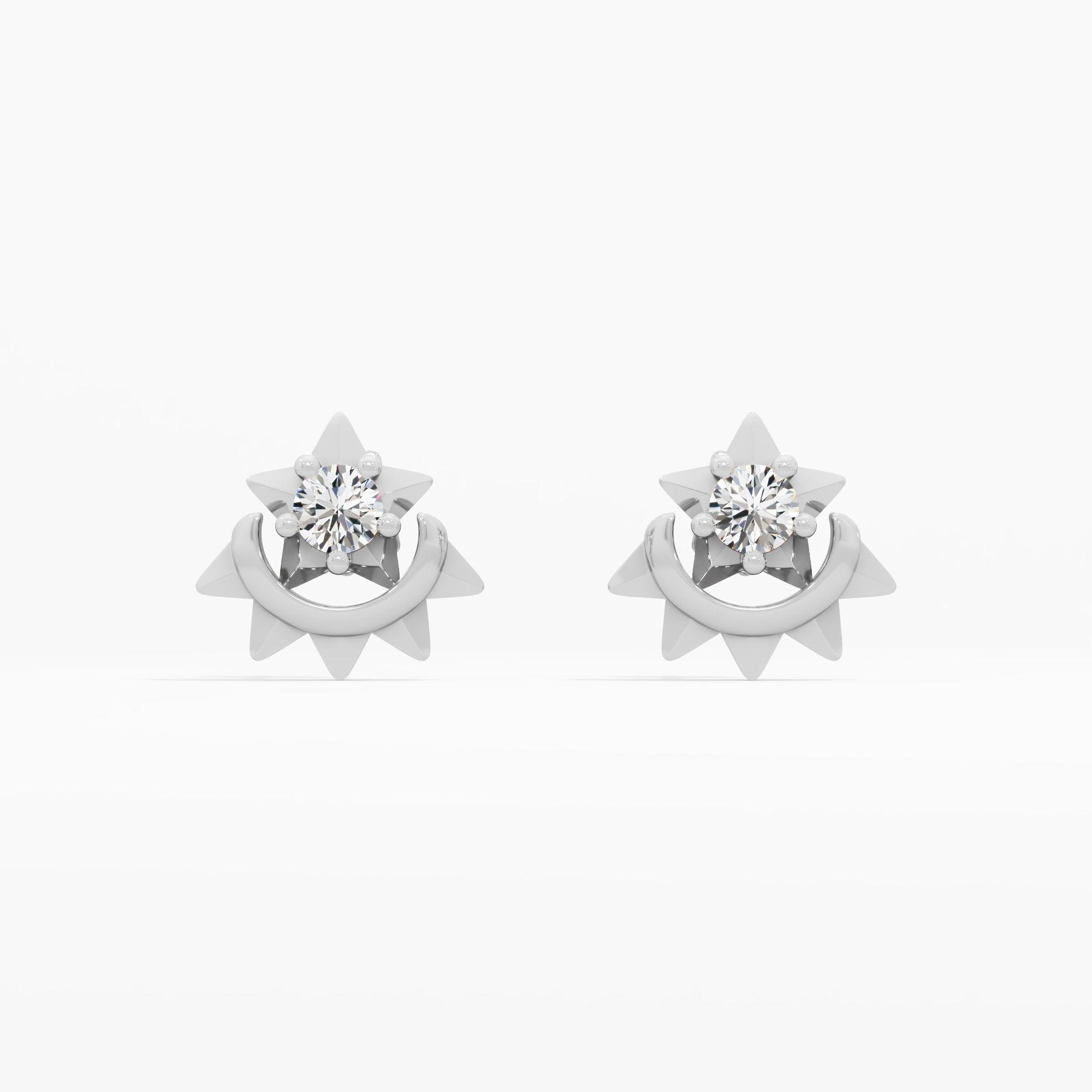 Spiked Star Solitaire Stud Earrings