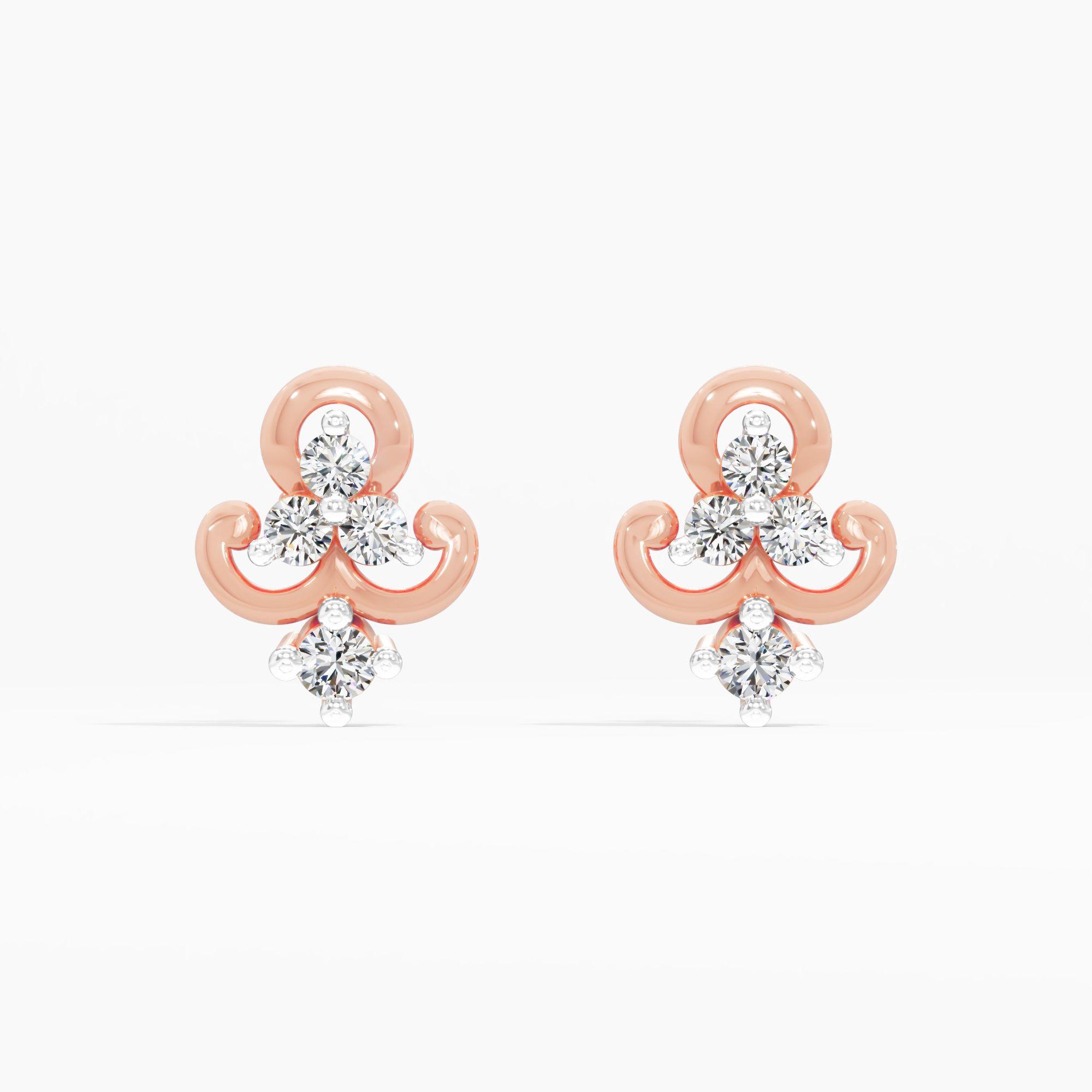 Trefoil Emblem Diamond Earrings