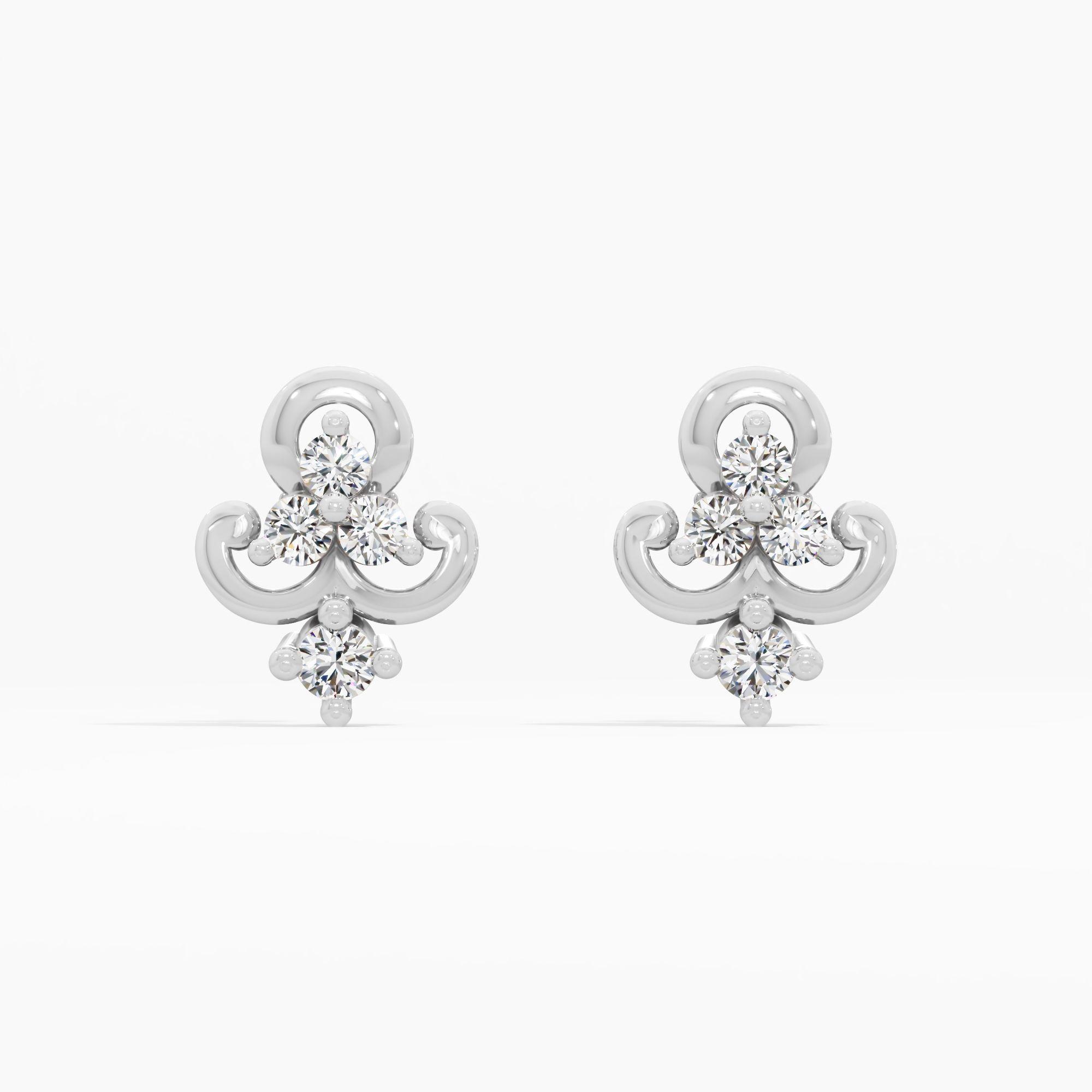 Trefoil Emblem Diamond Earrings