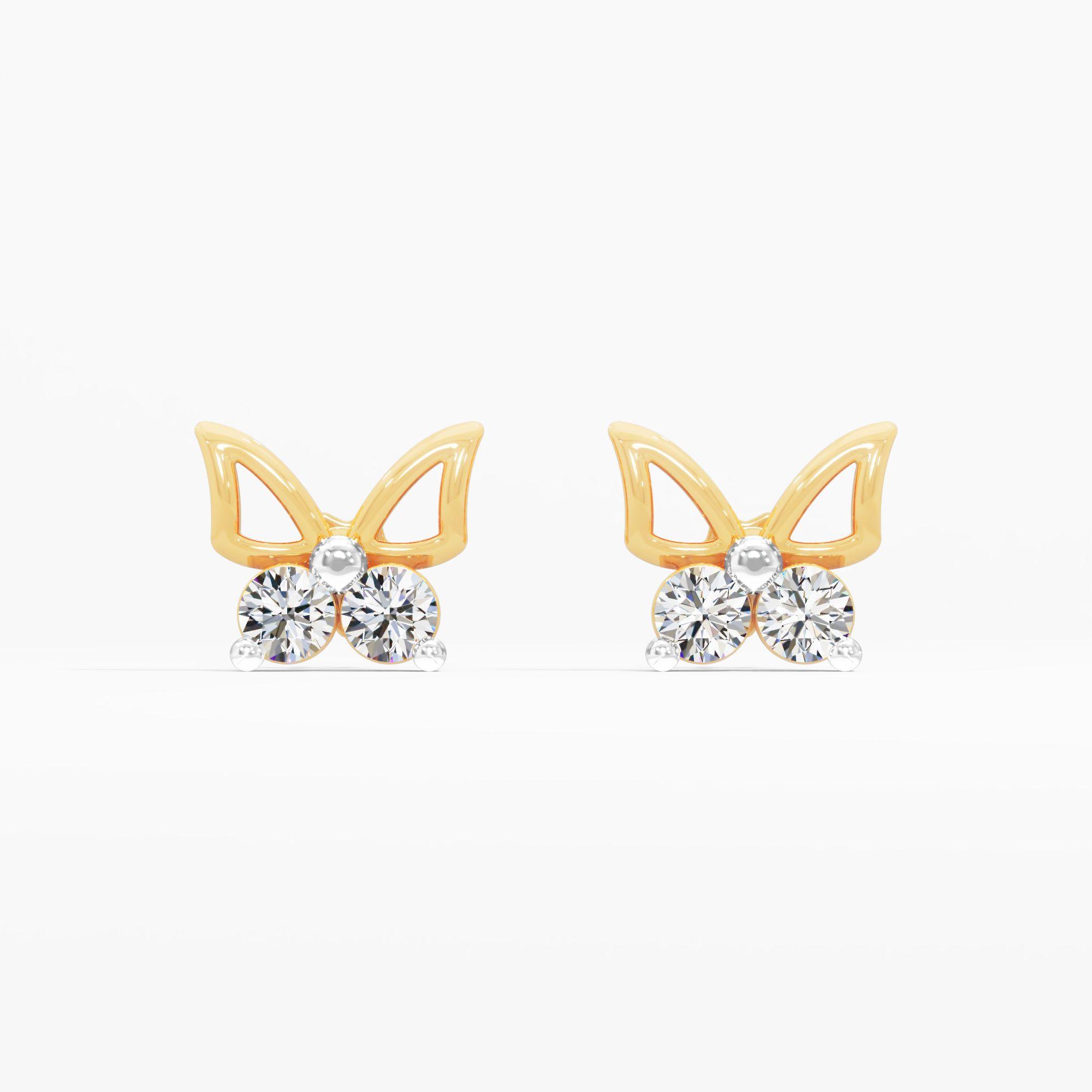 Butterfly Wing Diamond Stud Earrings