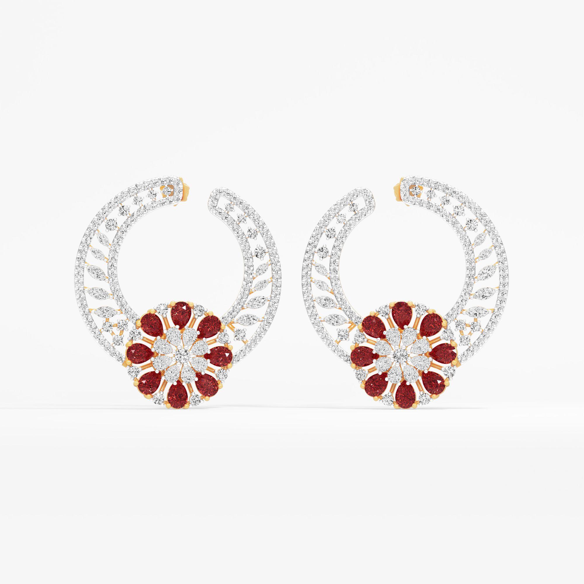 Floral Crescent Cocktail Earrings