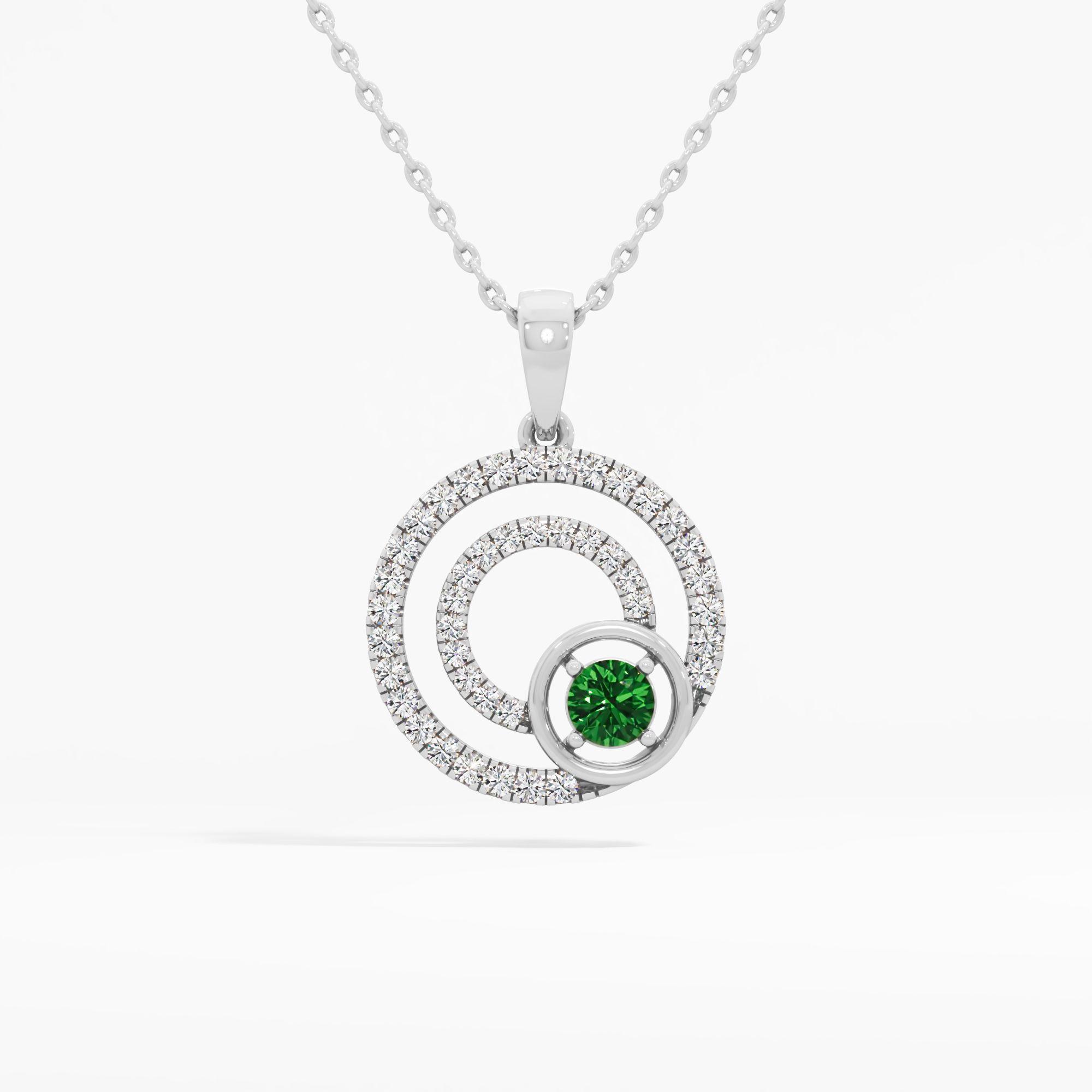 Radiant Emerald Spiral Diamond Pendant