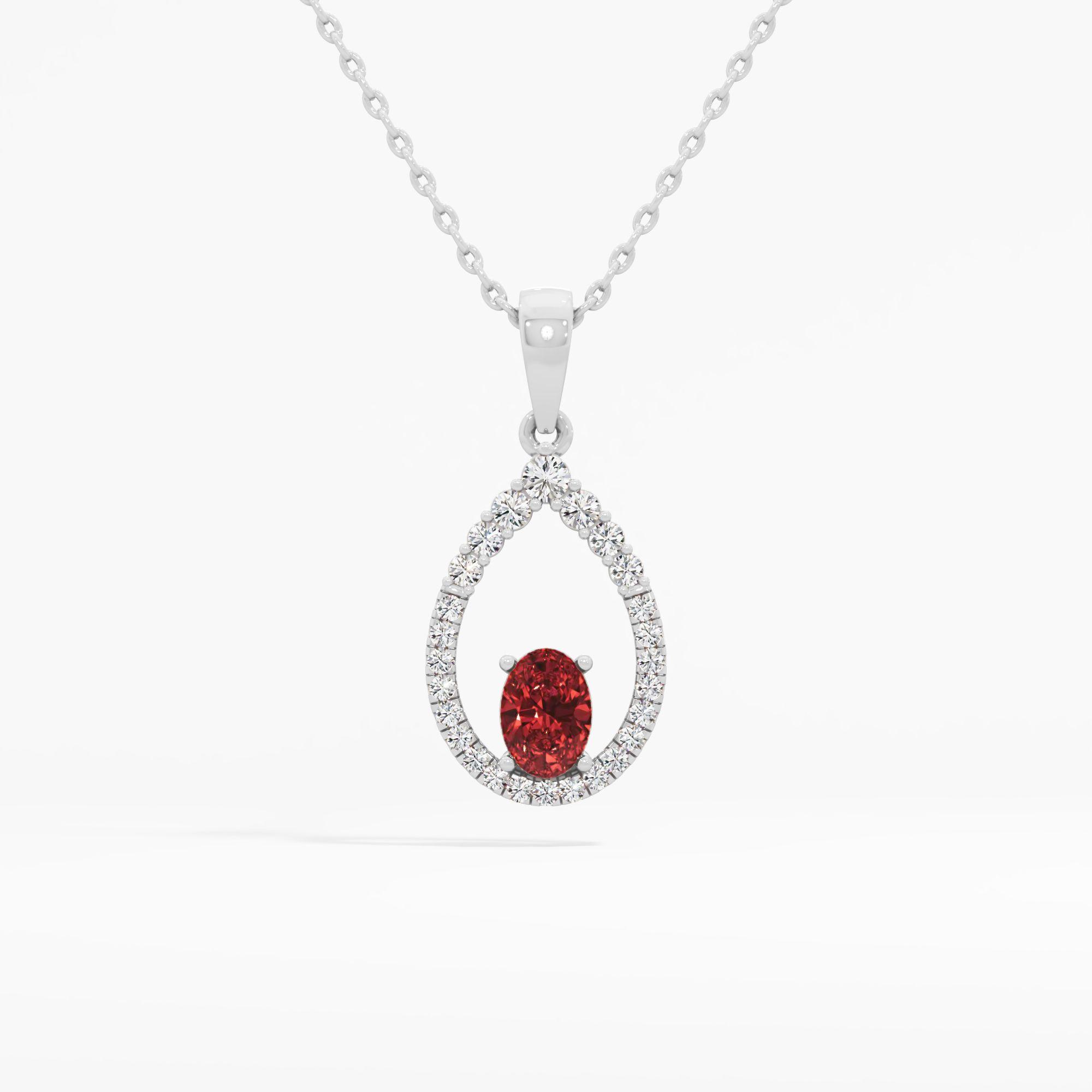 Radiant Ruby Teardrop Diamond Pendant