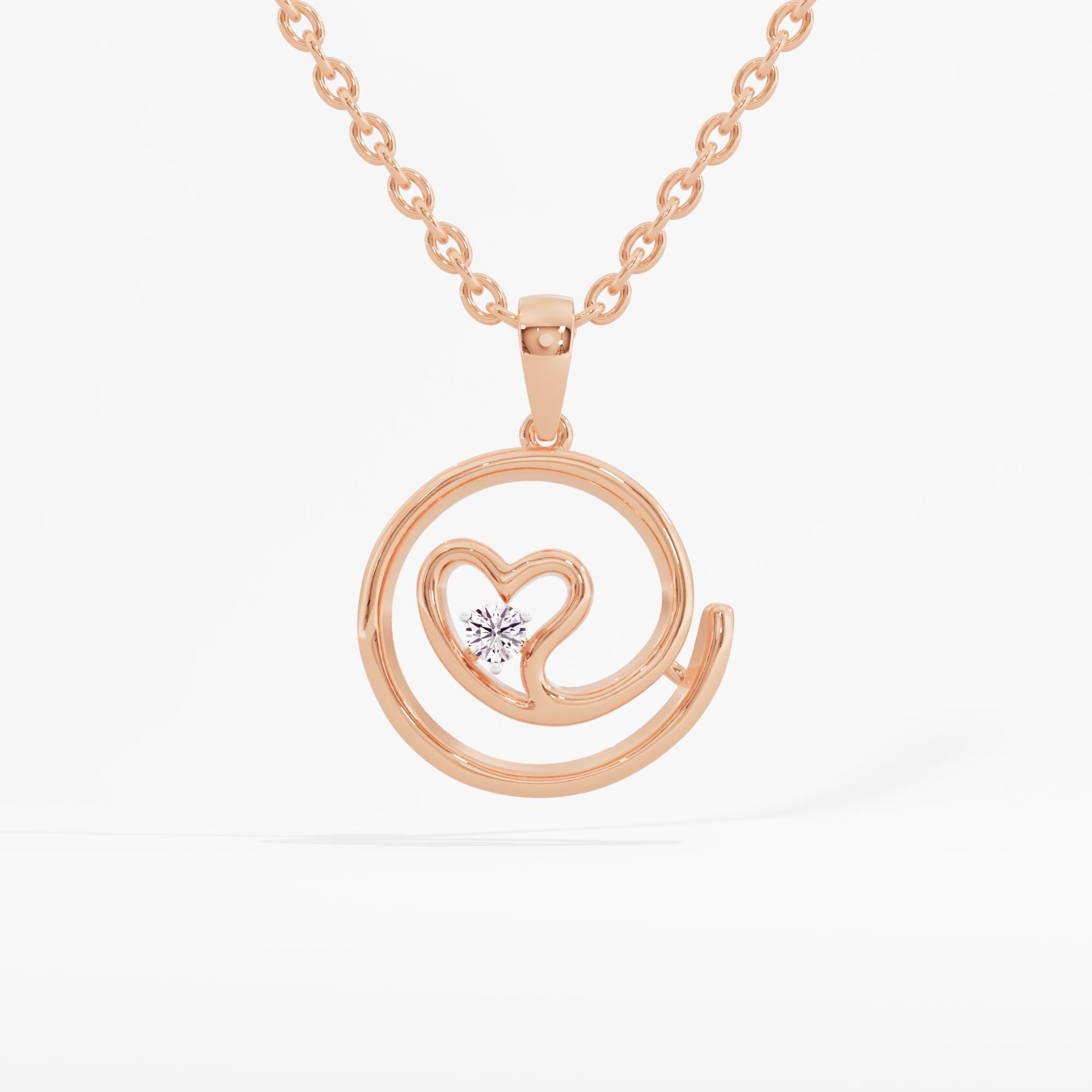Romantic Spiral Solitaire Heart Necklace w/ Chain