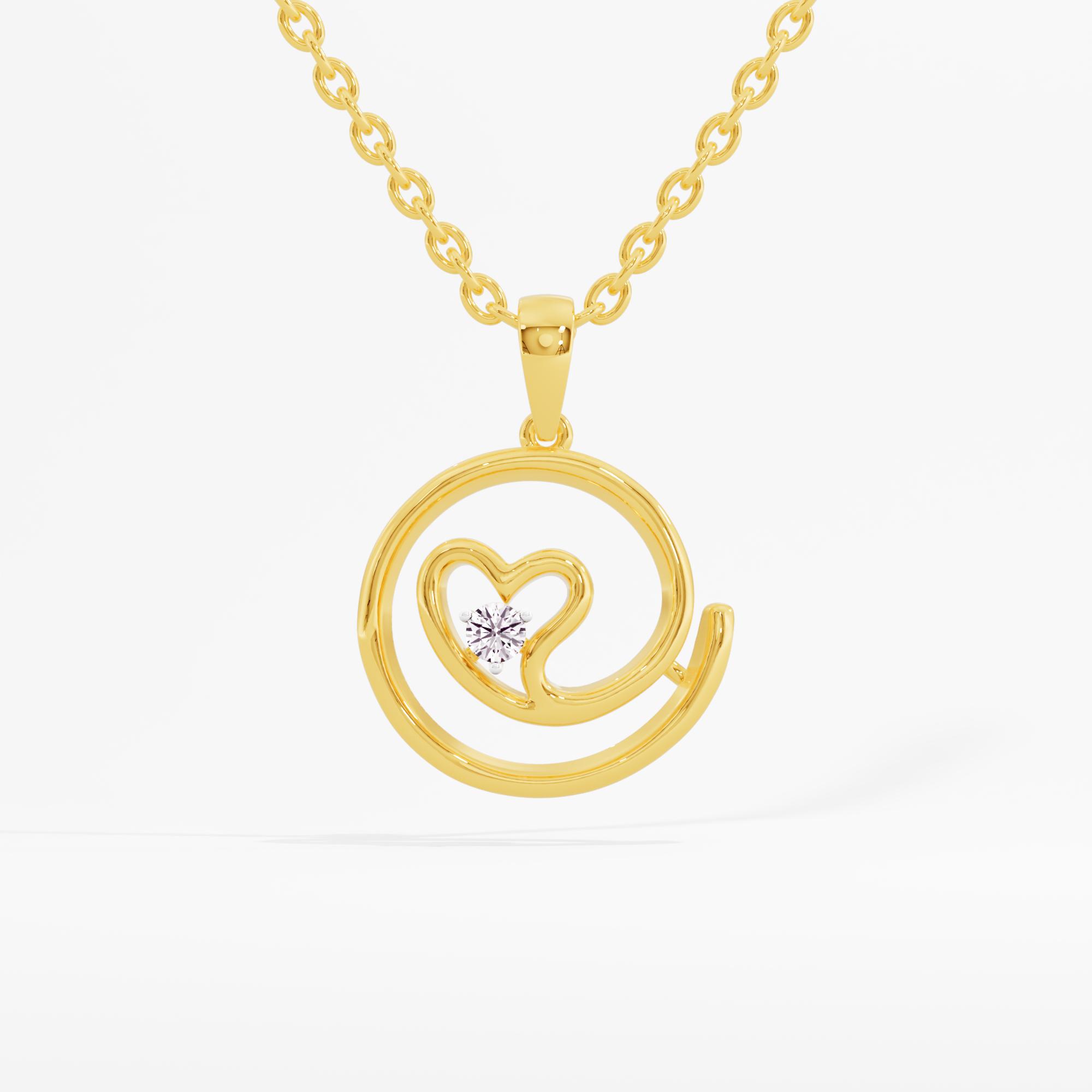 Romantic Spiral Solitaire Heart Necklace w/ Chain