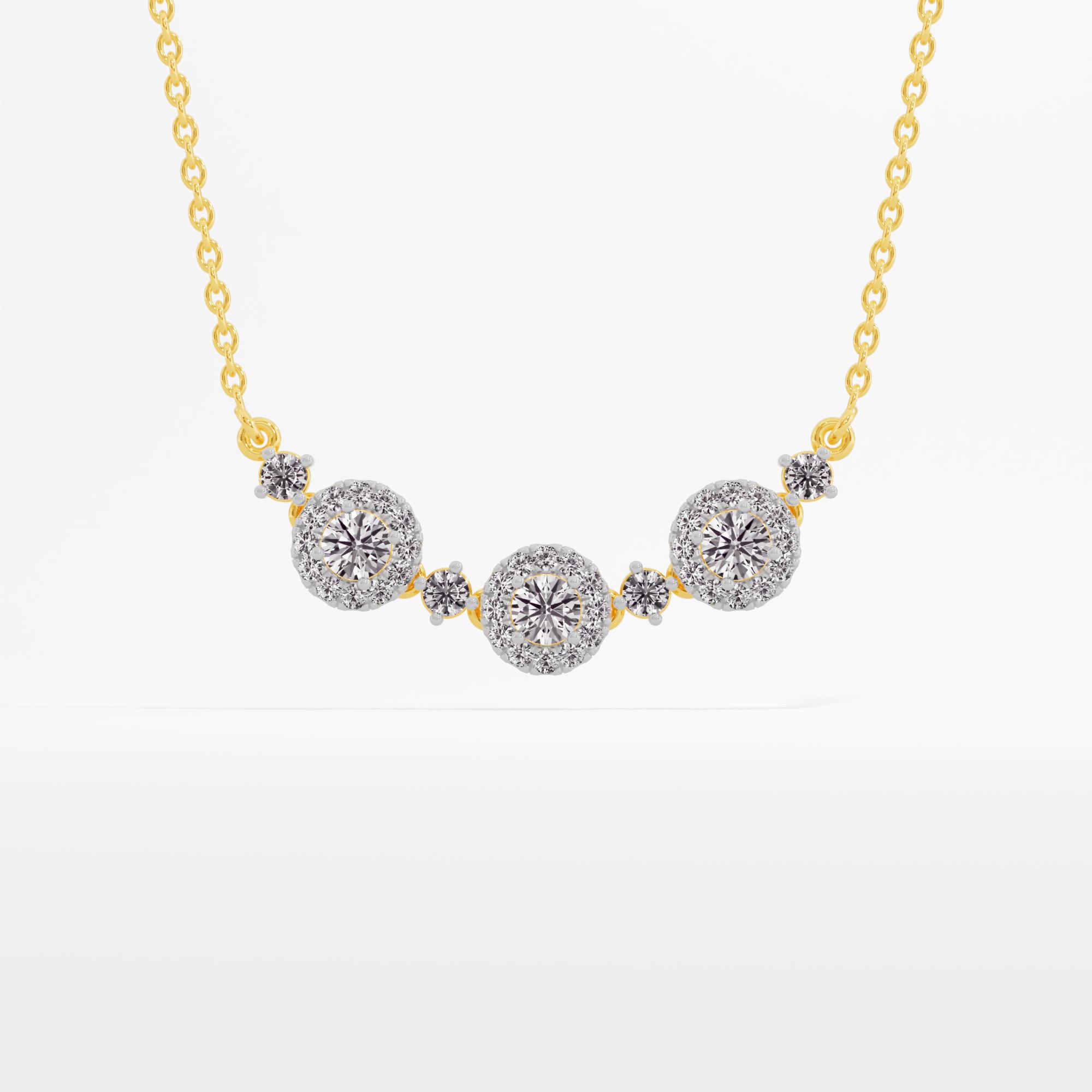 Linking Spark 3 Stone Halo Necklace w/ Chain
