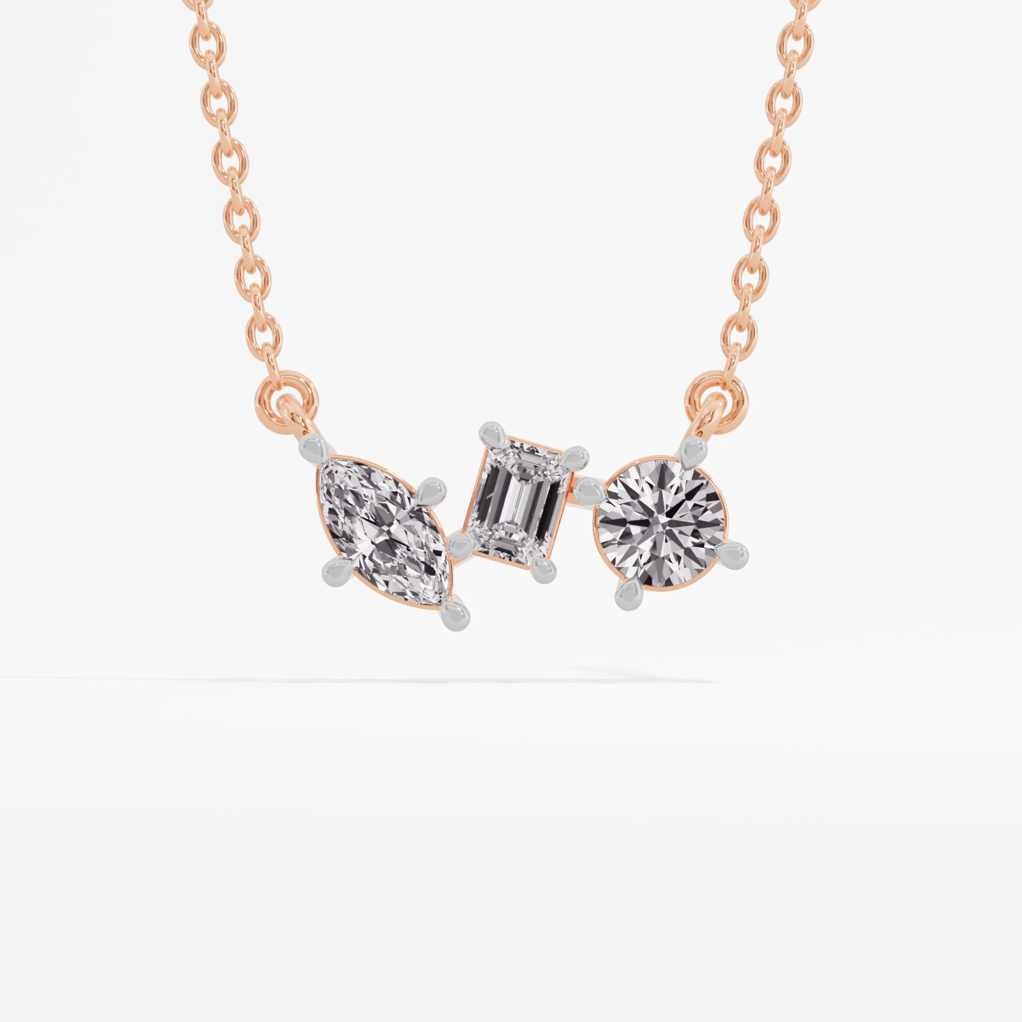 TriGlow Shine 3 Stone Necklace w/ Chain