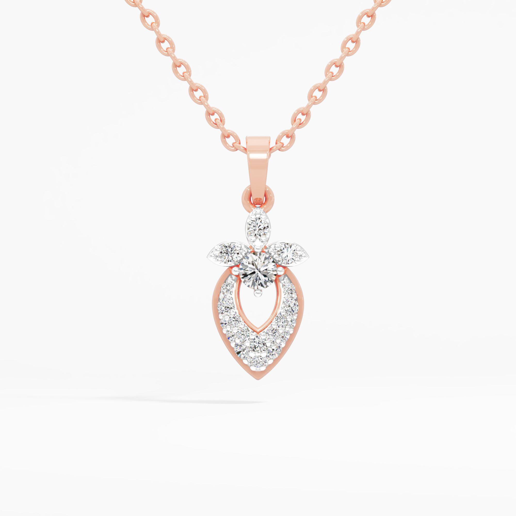 Crown Teardrop Solitaire Diamond Pendant